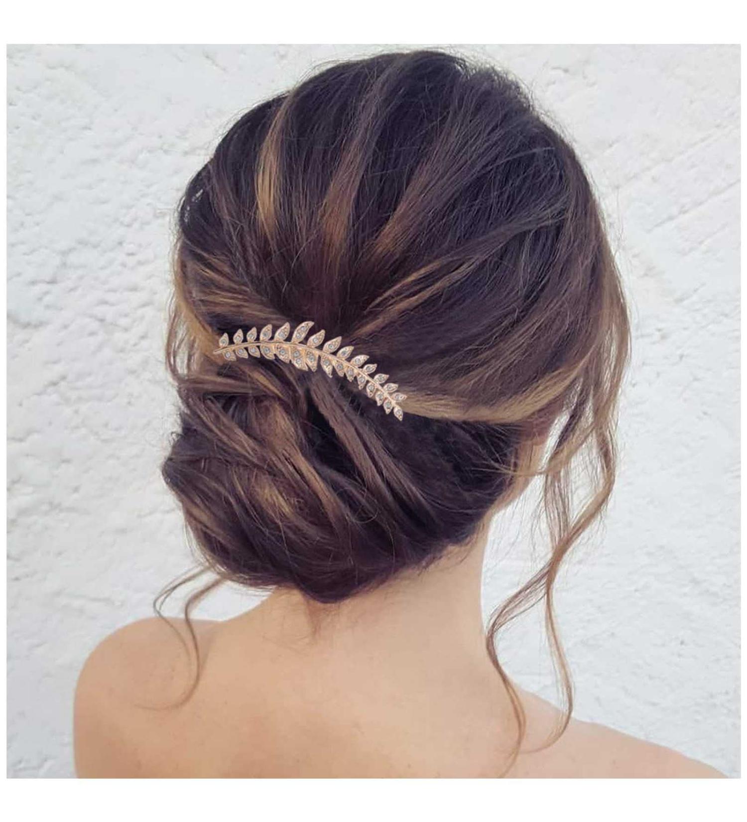 Yheakne Crystal Bridal Hair Comb Gold Rhinestone Leaf Hair Piece Wedding Headpieces Bride Side Comb Wedding Hair Accessories for Bride and and Bridesmaids (Gold) - Buy Online on GoSupps.com