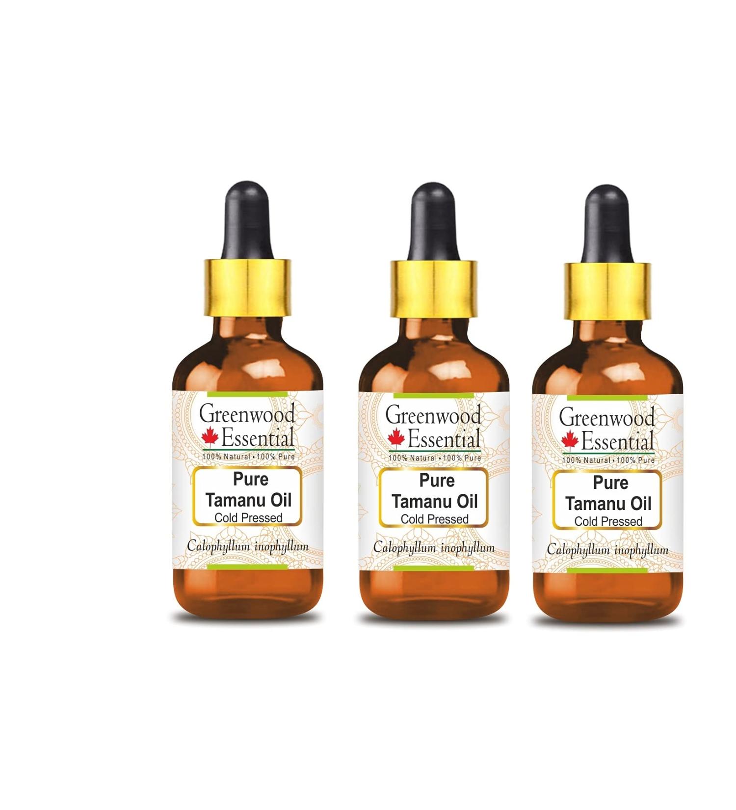Greenwood Essential Tamanu Oil (Calophyllum inophyllum) - Cold-Pressed Therapeutic Quality | Pack of 3 x 100ml - Natural Skin Care - Buy Online on GoSupps.com