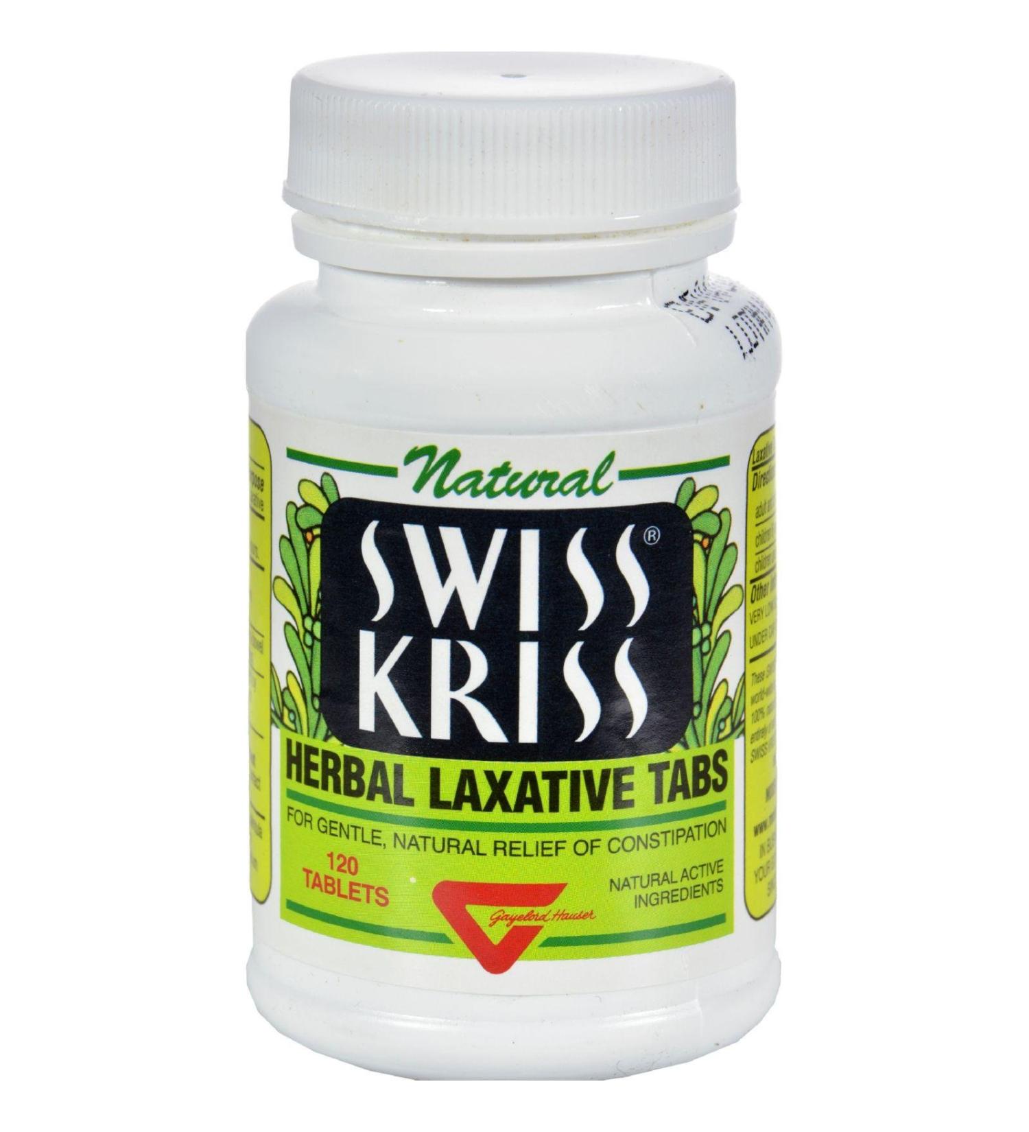 Natural Swiss Kriss Herbal Laxative Tabs-120 Tablets (Packs of 8)