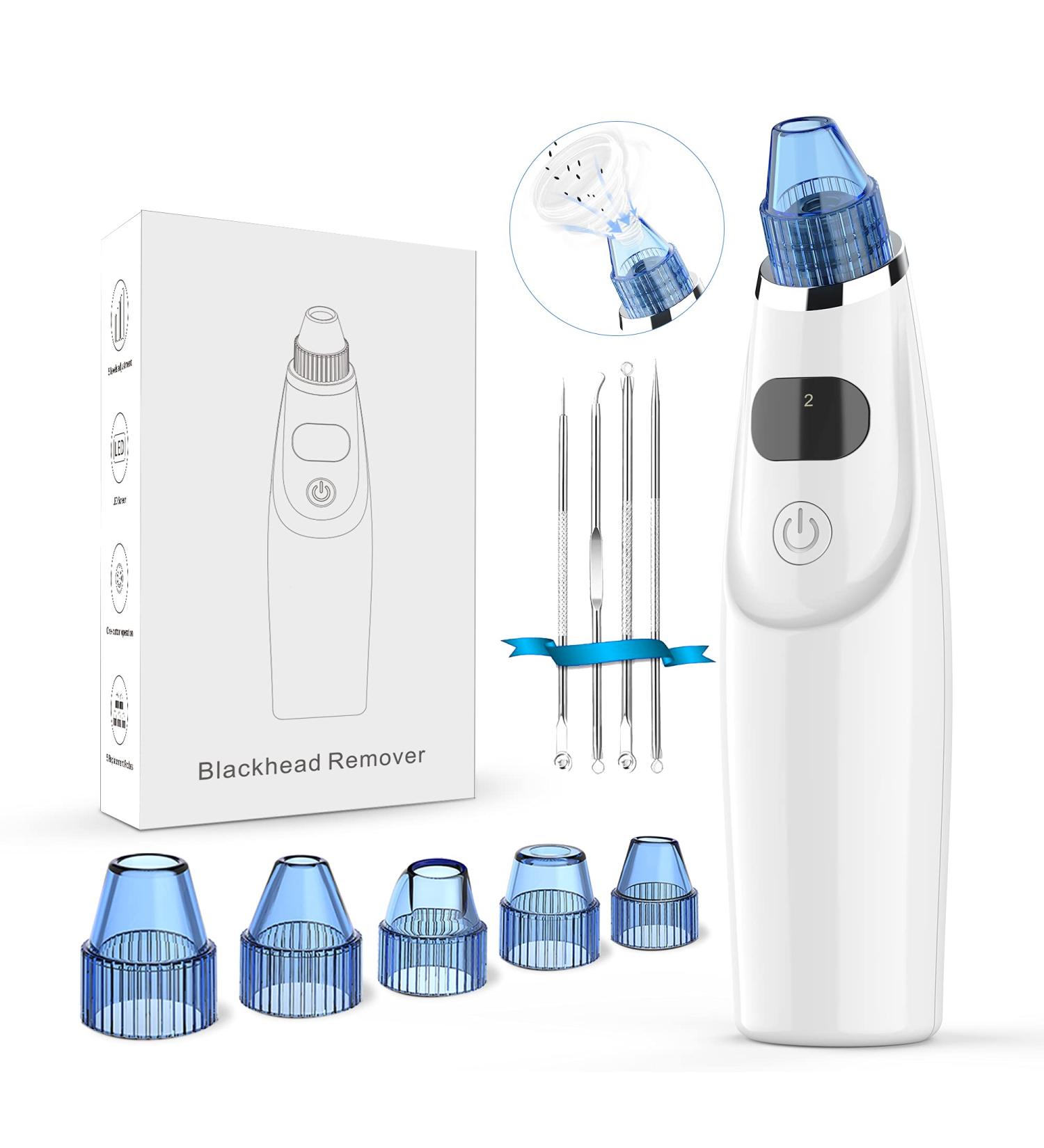 Blackhead Remover Pore Vacuum - Upgraded Electric Cleaner with 5 Adjustable Suction Power - USB Rechargeable Pore Vacuum Removal Tool for Blackhead and Whitehead (White) - Buy Online on GoSupps.com