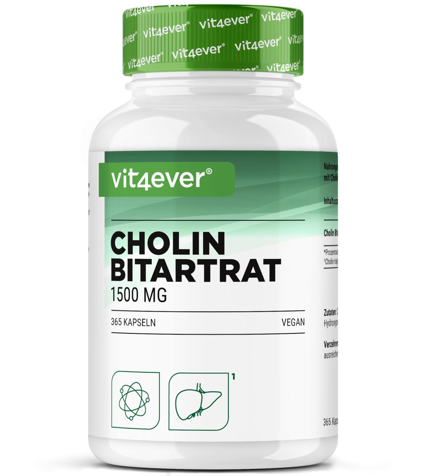 G lules de choline 365 g lules avec 1500 mg de bitartrate de choline par dose quotidienne plus de 6 mois de r serve foie homocyst ine & m tabolisme des graisses naturel fortement dos v ga 365 unit (Lot de 1) - Buy Online on GoSupps.com