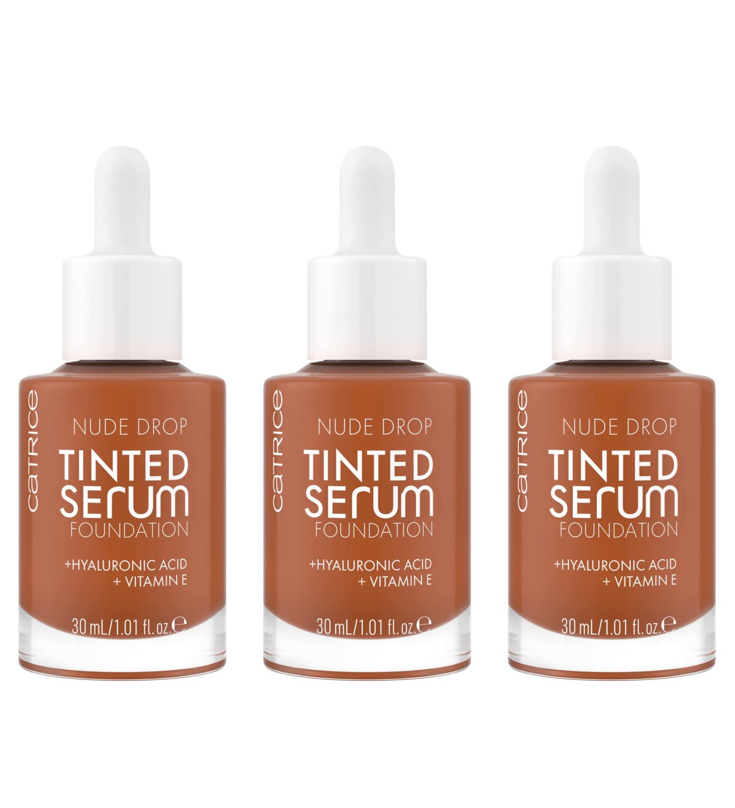 Catrice Nude Drop Tinted Serum Foundation 095N - Long-Lasting Mattifying Vegan & Oil-Free Sensitive Skin Friendly - Pack of 3 (3x30ml) - Buy Online on GoSupps.com