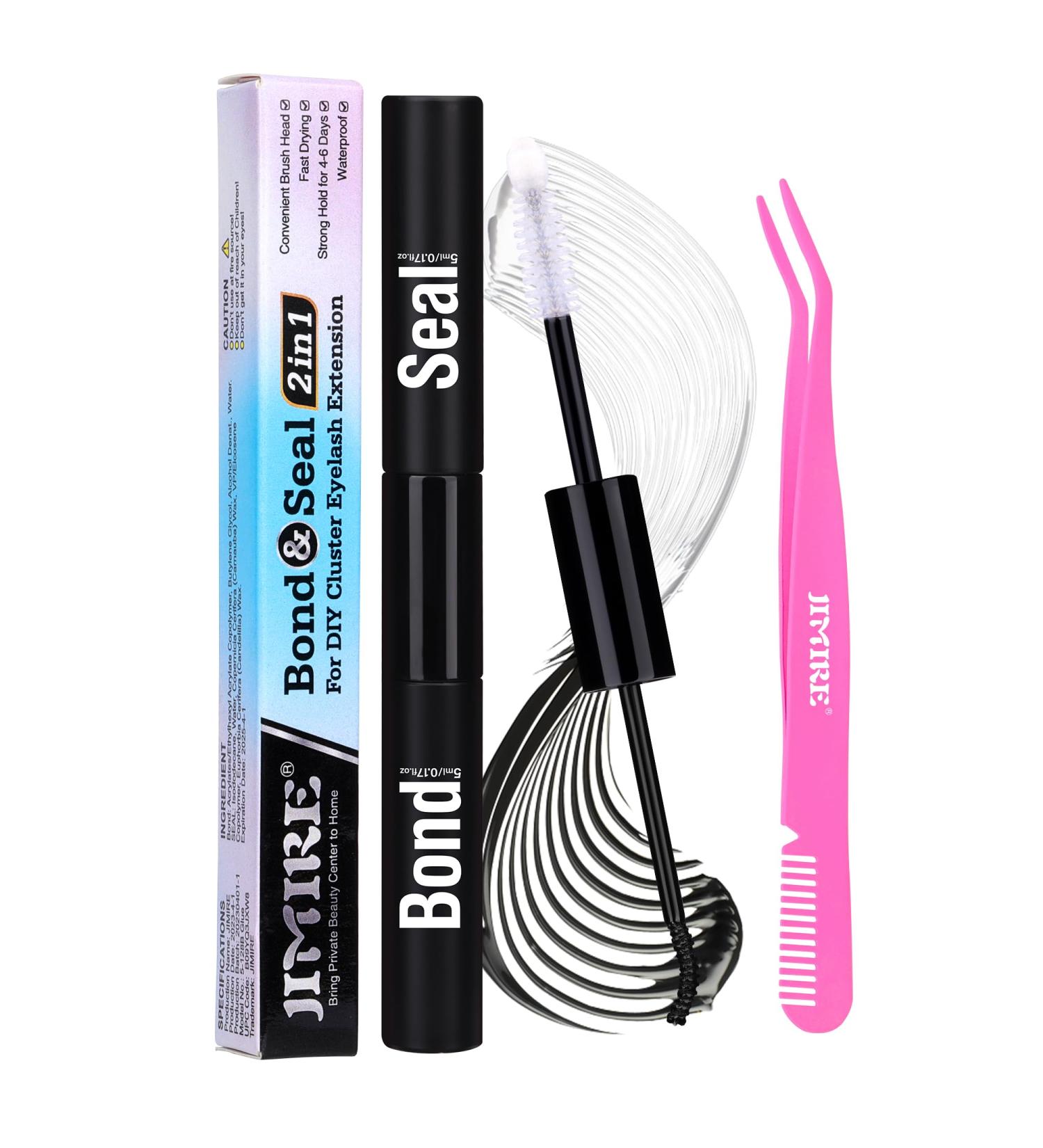 JIMIRE 2 in 1 Eyelash Glue & Lash Applicator Tweezers | Strong Hold Waterproof Adhesive for DIY Cluster Individuals - Buy Online on GoSupps.com