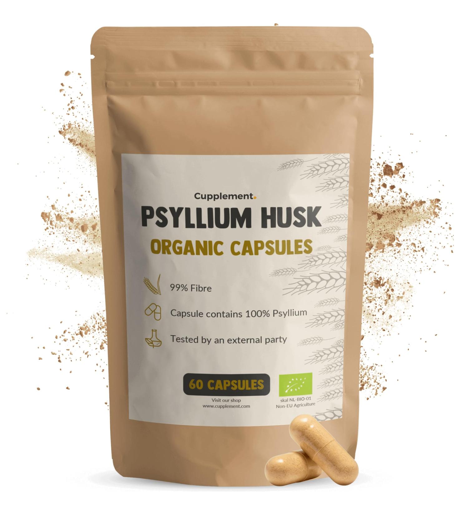  Cupplement Cupplement 60 Capsules of Organic Psyllium Husk Fiber - No Powder or Tablets - Seeds - Supplement - Superfood - Buy Online on GoSupps.com