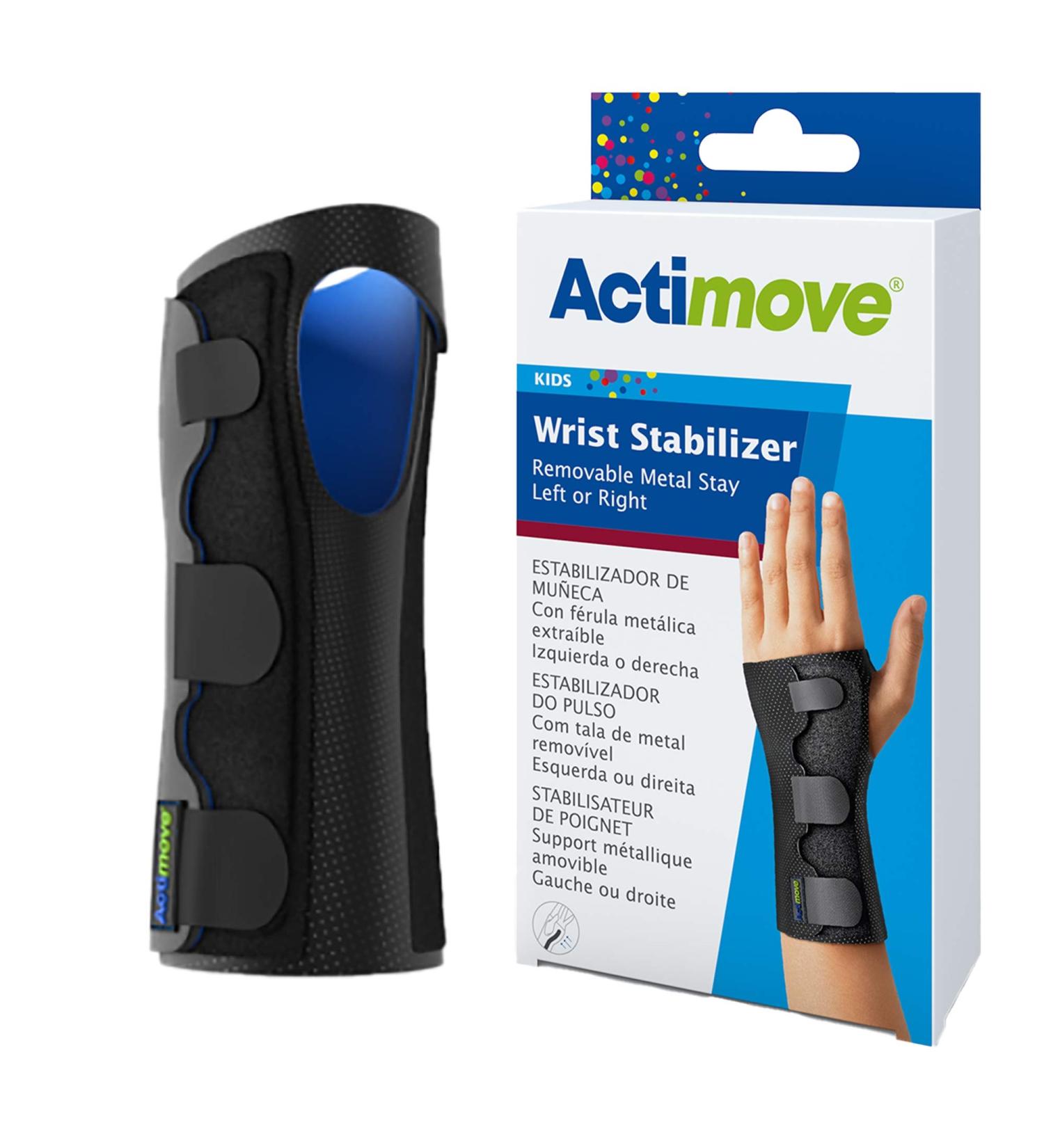 Actimove Kids Wrist Stabilizer with Removable Metal Stay - Pediatric Support for Left or Right Wrist - Black - Buy Online on GoSupps.com