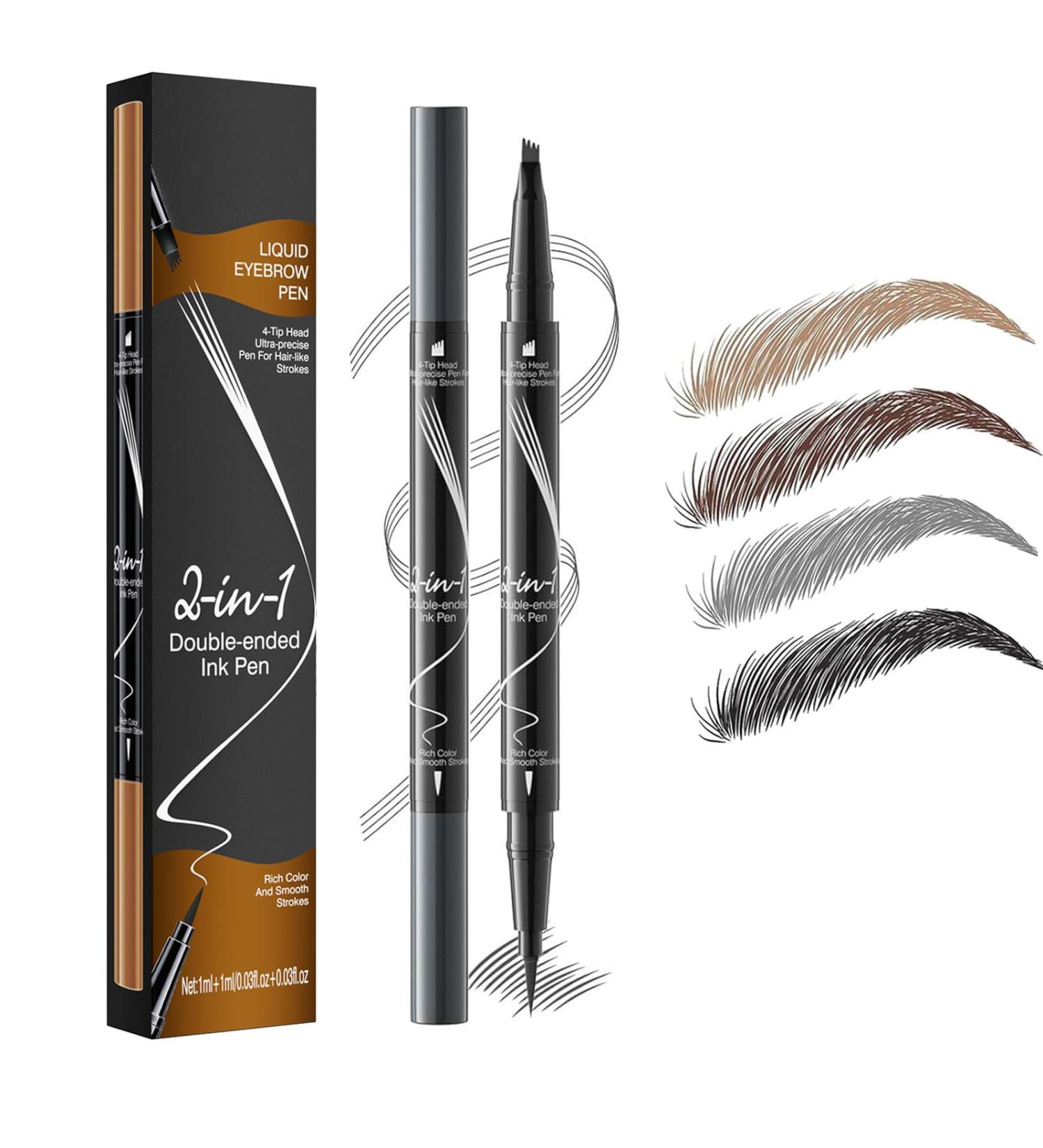 Trailott Eyebrow Pen Trailott Microblading Eyebrow Pen Trailott Brow Pen 2in 1 Liquid Eyebrow Pencil Double Head Liquid Eyebrow Pencil for Natural Makeup All Day (Grey) - Buy Online on GoSupps.com