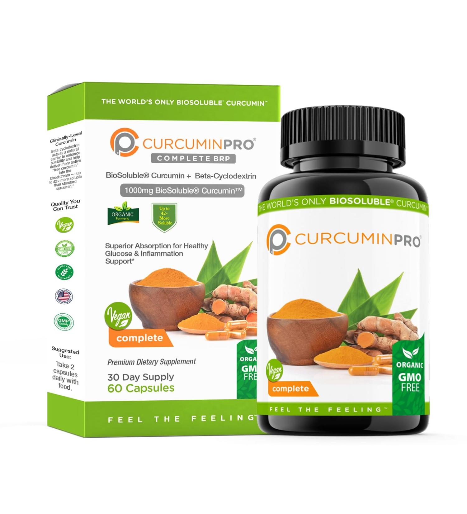 CurcuminPro Complete Vegan | BioSoluble Brown Rice Protein & Organic Turmeric Curcumin Supplement | Plant-Based Formula for Daily Wellness | 60 Count - Buy Online on GoSupps.com