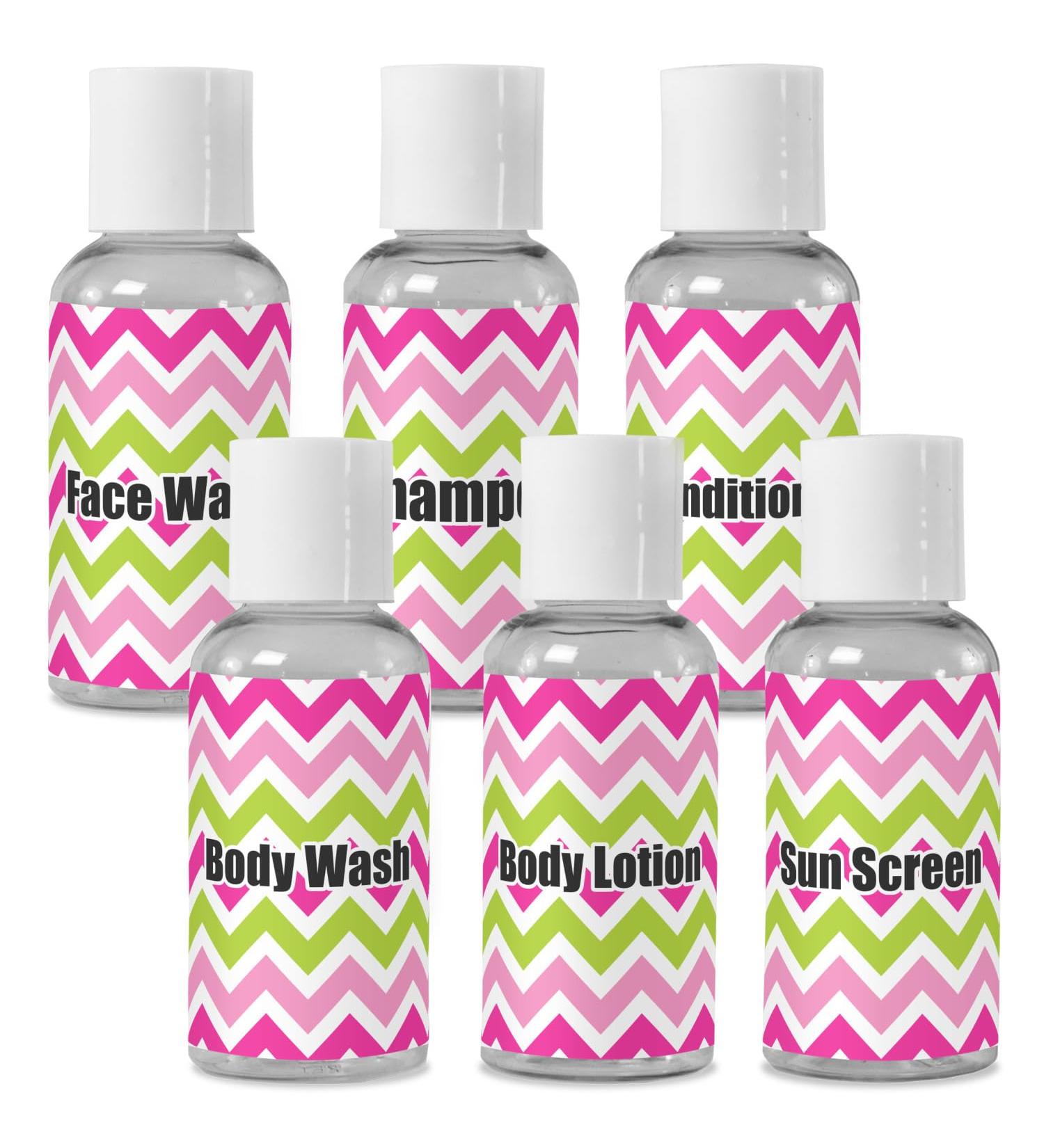 YouCustomizeIt Personalized Pink & Green Chevron Travel Bottles