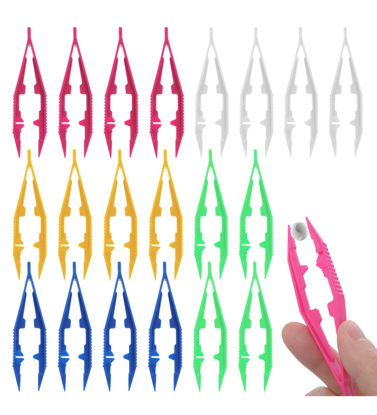 ASTER Plastic Tweezers - Pack of 20 | 4 Inch Bead Tweezers for Kids Crafts - Buy Online on GoSupps.com