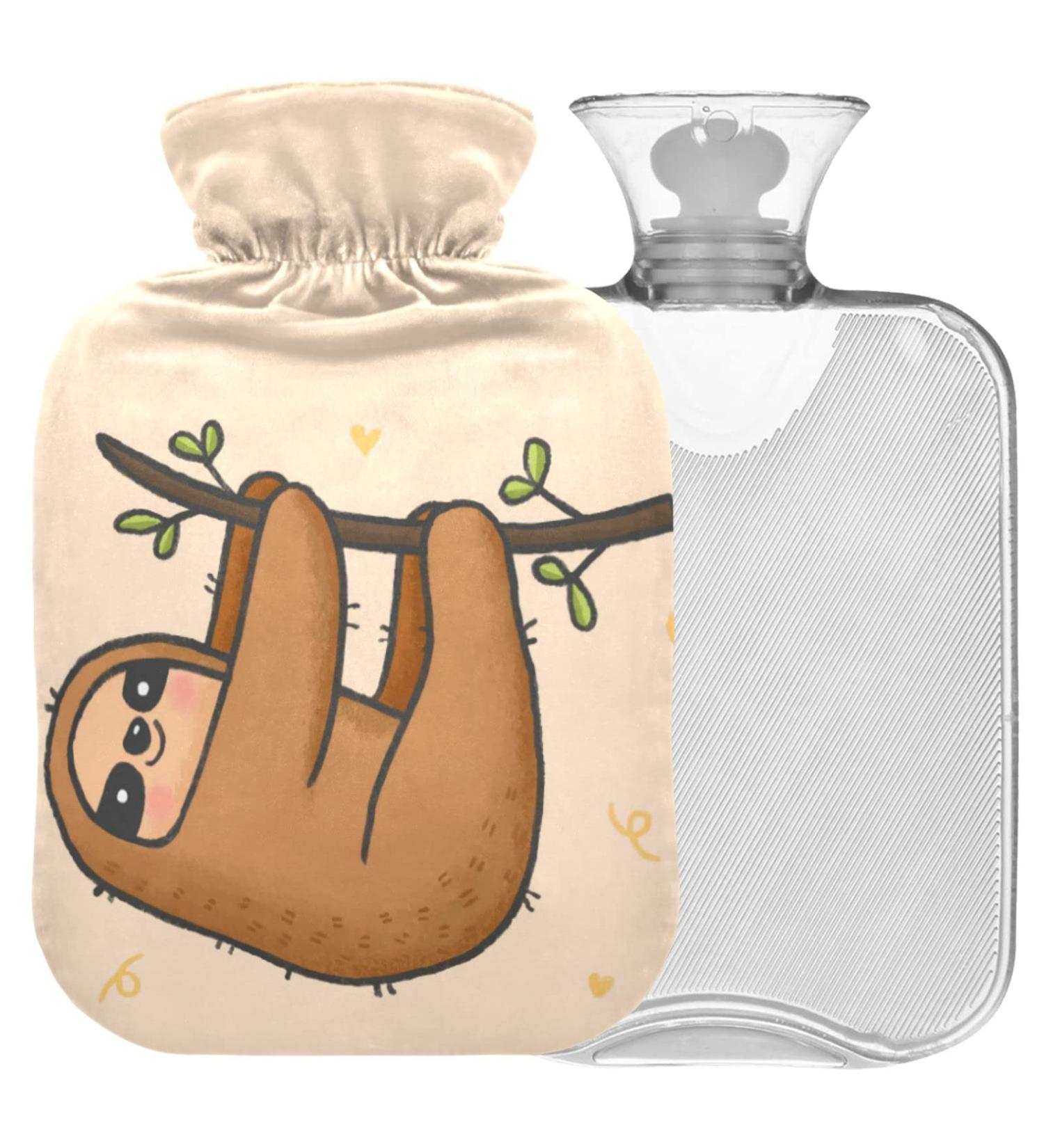 Naanle Sweet Sloth Cartoon Hot Water Bottle - 2L Transparent Large Heat Therapy for Bed Hand & Feet Pain Relief - Buy Online on GoSupps.com