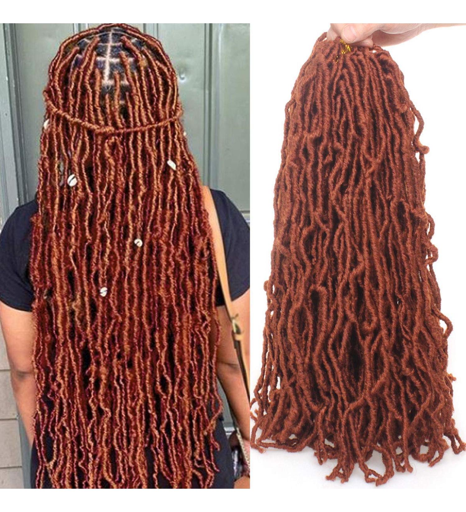 Xtrend 24 Inch 7Packs 18strands/pack Soft Nu Faux Locs Crochet Braids Hair Copper Red Synthetic Dreadlocks Braiding Hair Fashion Goddess Distressed Faux Locs Curly Wavy Hair Extensions 350# 24 Inch (Pack of 6) 350# - Buy Online on GoSupps.com