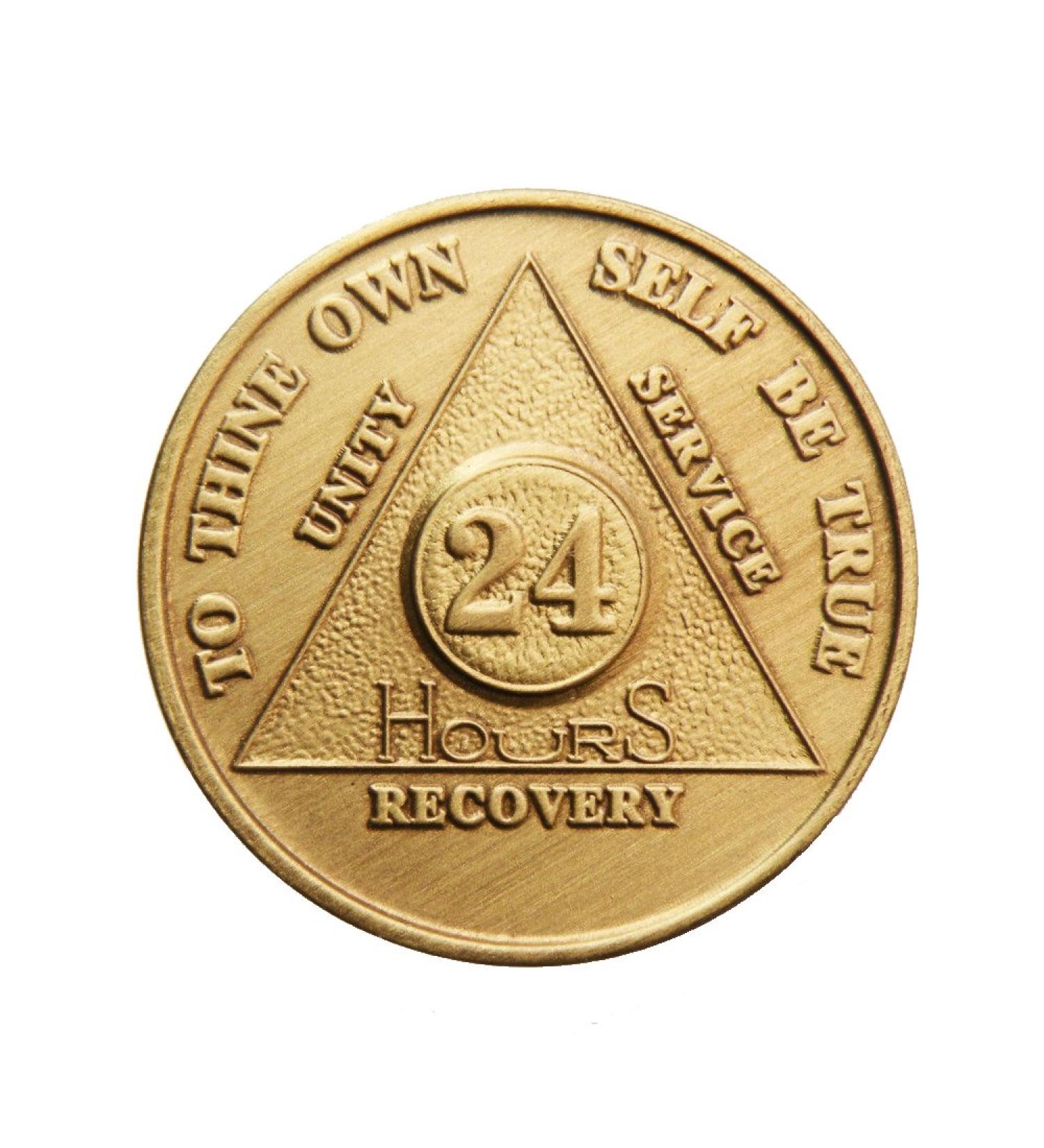 24 Hour Bronze AA (Alcoholics Anonymous) - Sober / Sobriety / Birthday / Anniversary / Recovery / Medallion / Coin / Chip