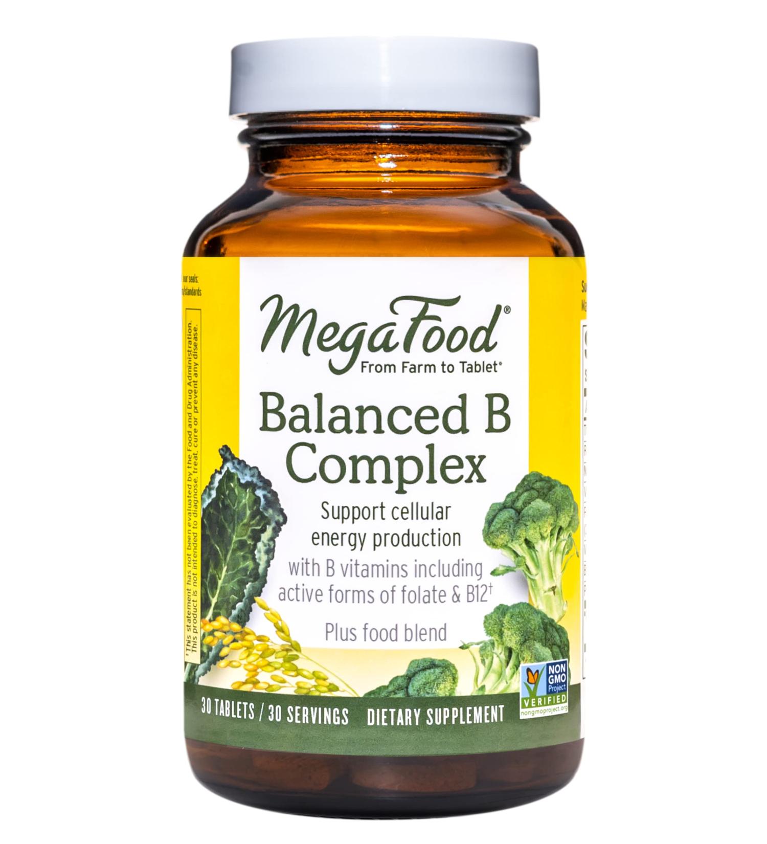 Buy MegaFood Balanced B Complex - 30 Tablets for Energy & Wellness - Buy Online on GoSupps.com
