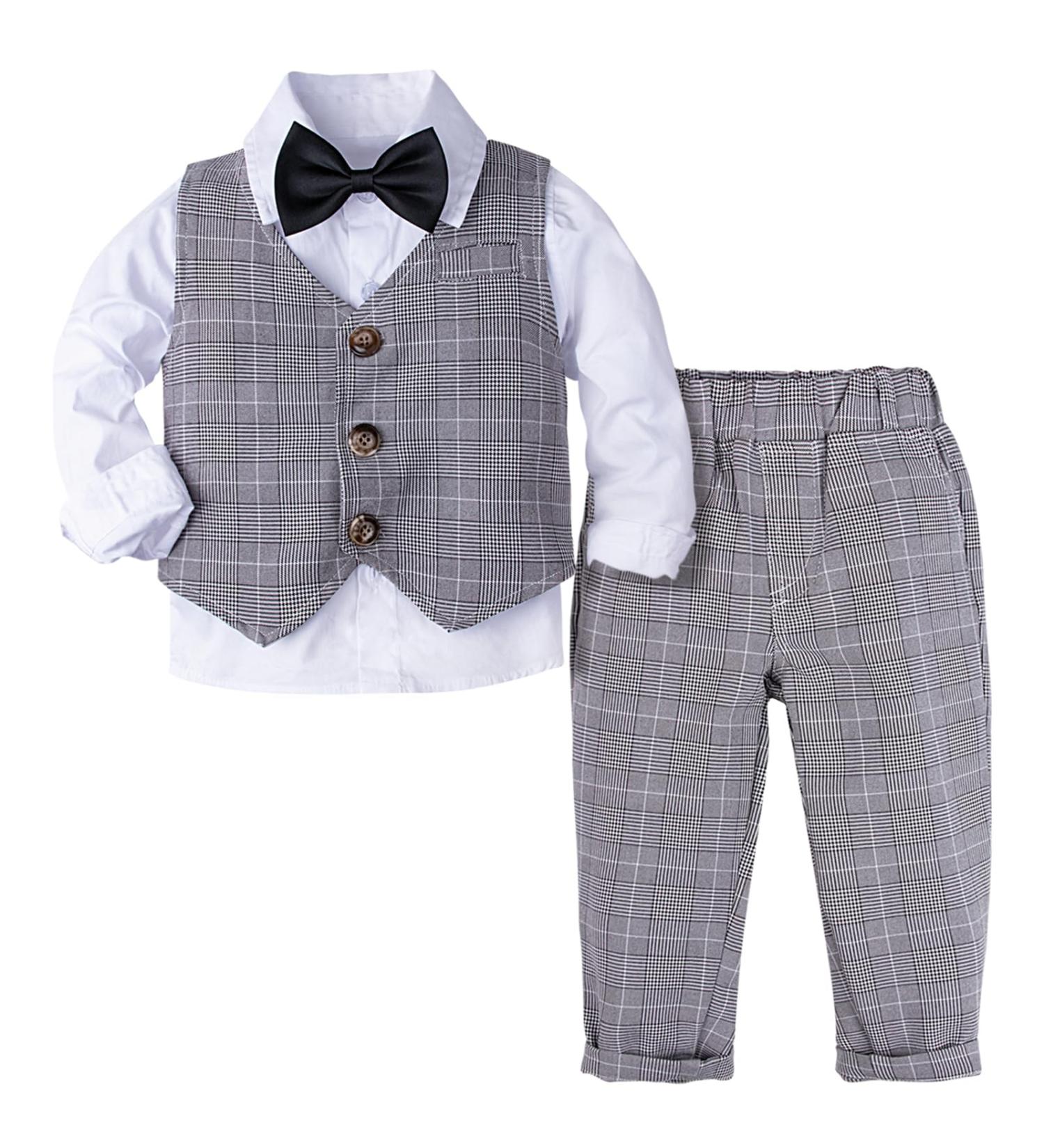 Gentleman Suit Set for Baby Boys | Grey Plaid | 1-4 Years | 18-24 Months - Buy Online on GoSupps.com