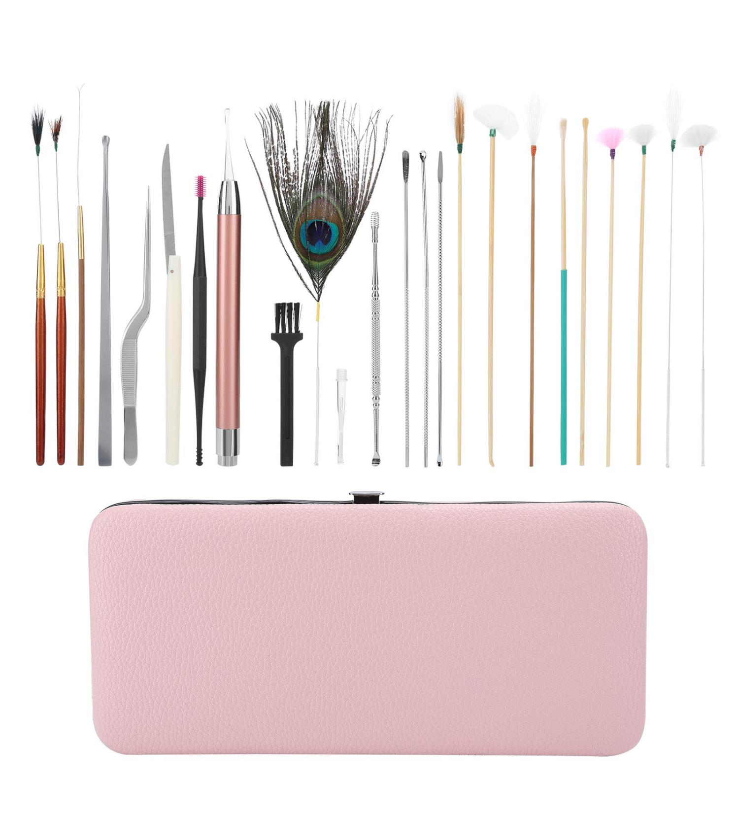 23pcs Professional Ear Wax Removal Tool Set | Double Ended Ear Scoop Spoon & Cleaning Brush | Ear Care Kit with Storage Box | Cherry Powder Ear Picking Set - Buy Online on GoSupps.com