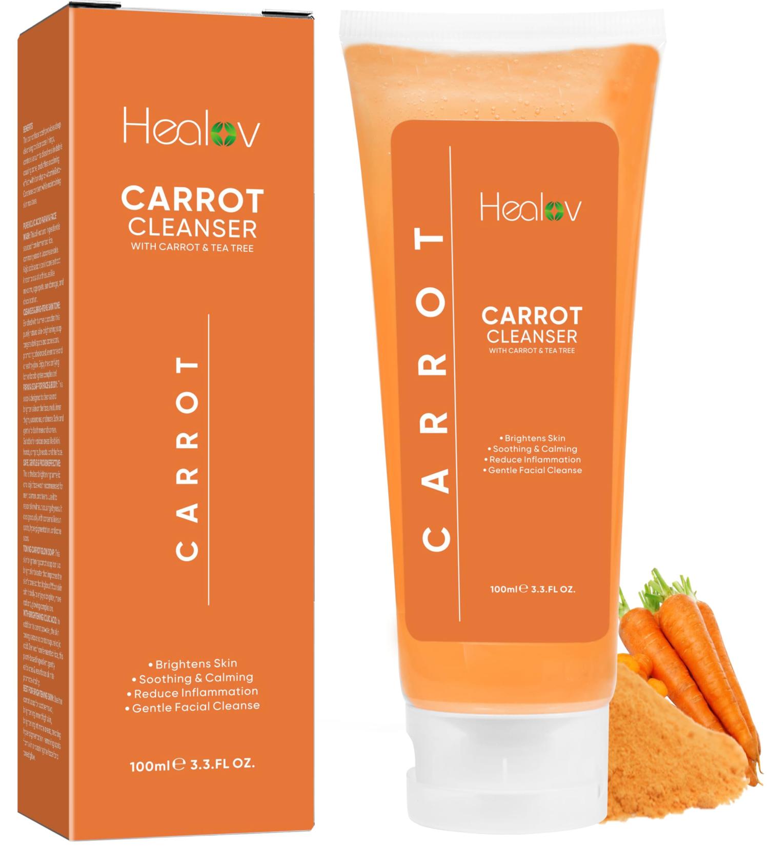 Carrot Soap for Skin Brightening | Natural Exfoliating Face Wash for Glowing Skin | Reduces Dark Spots & Acne | Hyperpigmentation Solution - Buy Online on GoSupps.com