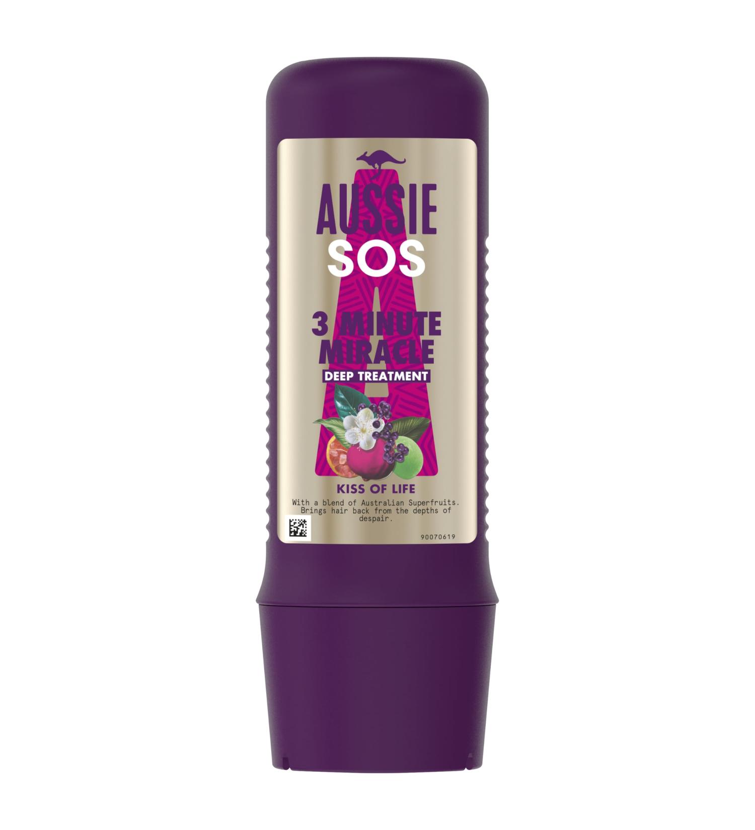  Aussie Aussie 3 Minute Miracle SOS Kiss Of Life Vegan Hair Mask Repairing Treatment for Dry and Damaged Hair Repairing Treatment with a Blend of Australian Superfoods 200ml - Buy Online on GoSupps.com