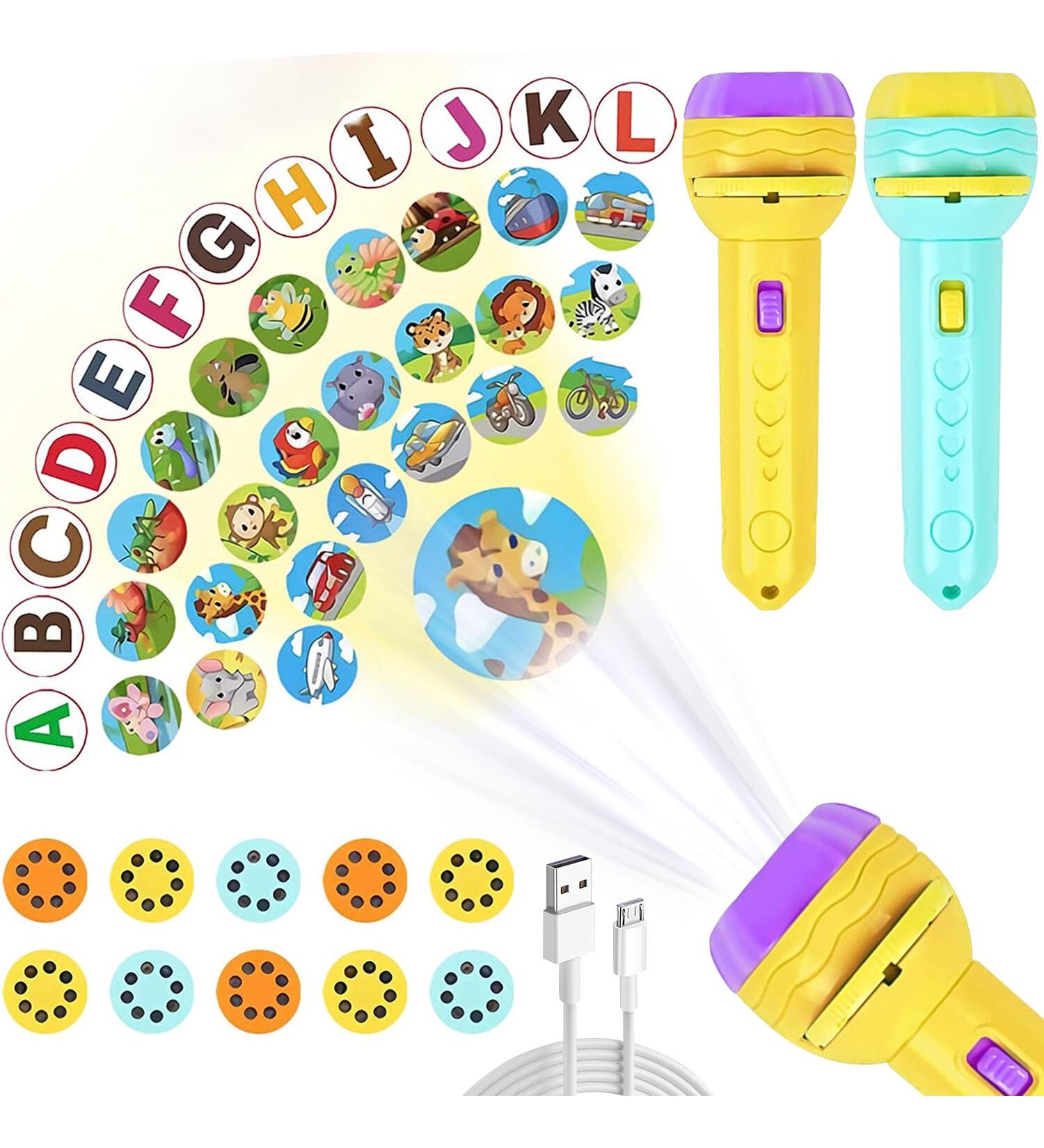 Children's Projector Flashlight - 2-Piece Set with 80 Fun Patterns for Kids Aged 2-8 | Perfect Gift for Girls | Energy Class A++ - Buy Online on GoSupps.com