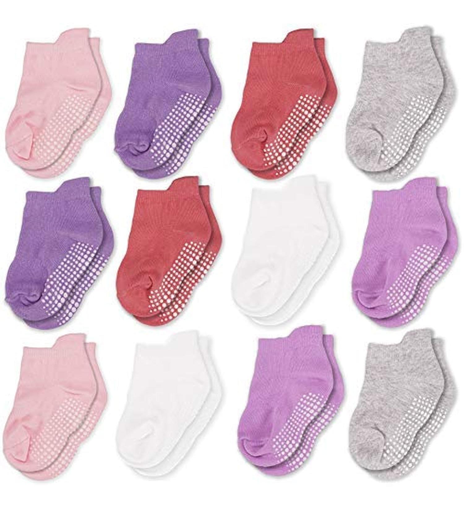 CozyWay Non-Slip Toddler Socks with Grippers, Girls 1-3 Years, 12 Pairs - Buy Online on GoSupps.com
