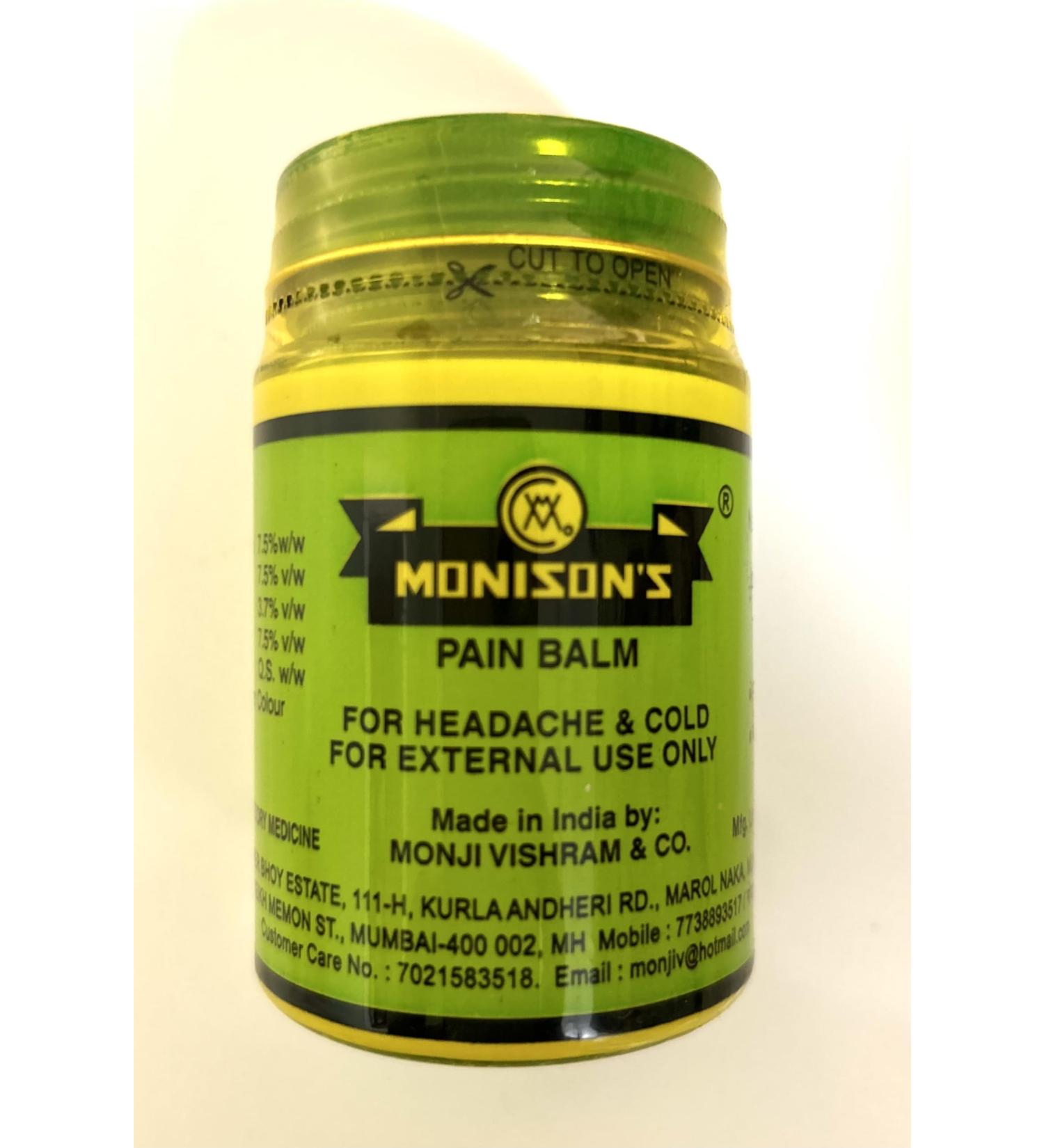 Monisons Ayurvedic Pain Balm For Headache Joint Pain Cold Relief 100 gms (1)