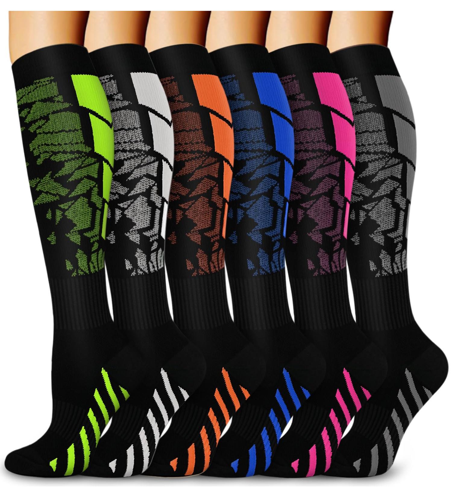 Blongw Compression Stockings for Men - 6 Pairs of Knee Socks for Sports Travel & Running - Support Compression Socks (Assorted Size S-M) - Buy Online on GoSupps.com