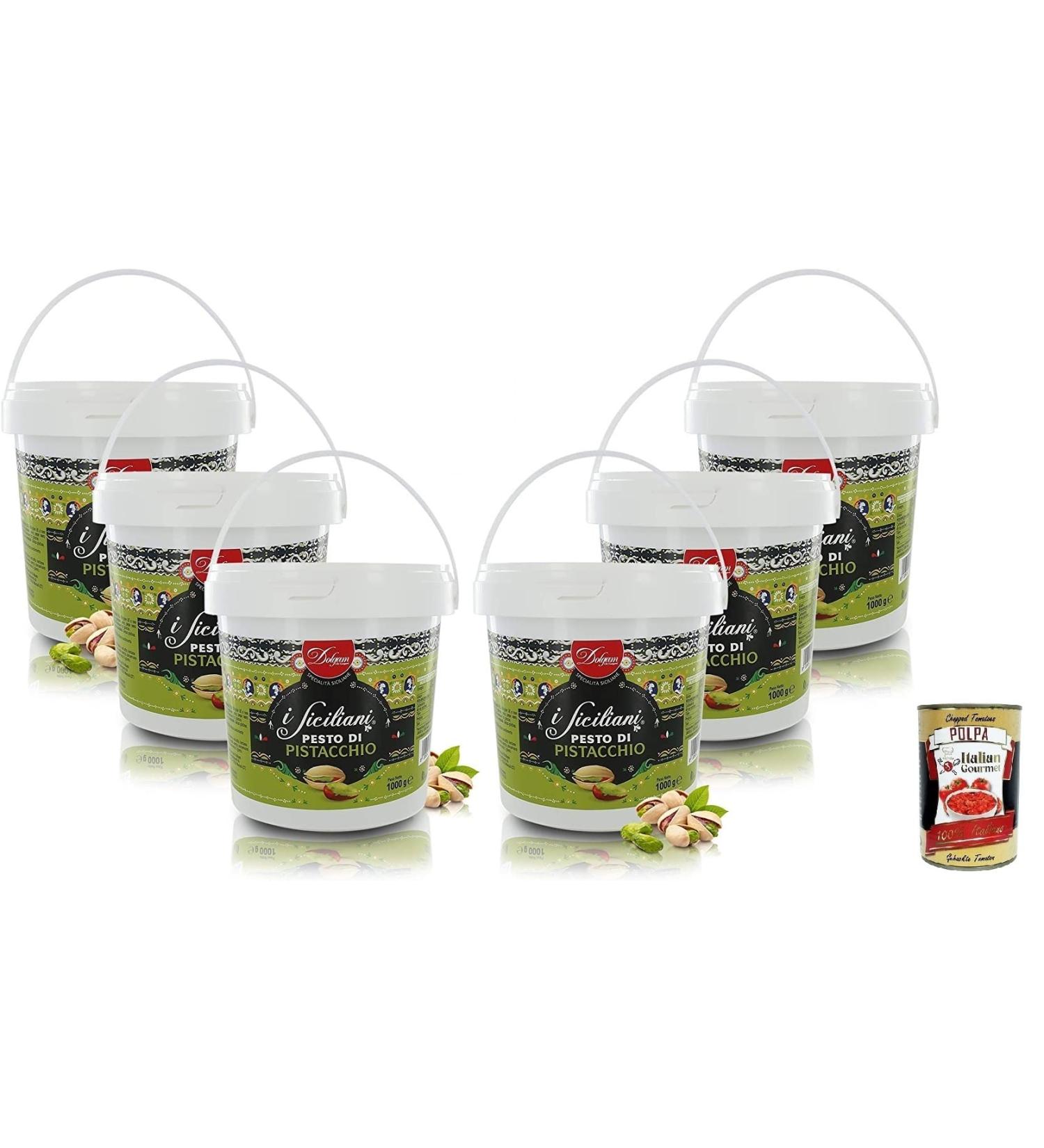  Italian Gourmet E.R. Dolgam I Siciliani Pesto Gluten Free Pistachio Sicilian Specialities 1000 g Bucket Sicilian Pistachios with 65% + 400 g Gourmet Italian Gourmet Polpa di Pomodoro Box of 600 g - Buy Online on GoSupps.com
