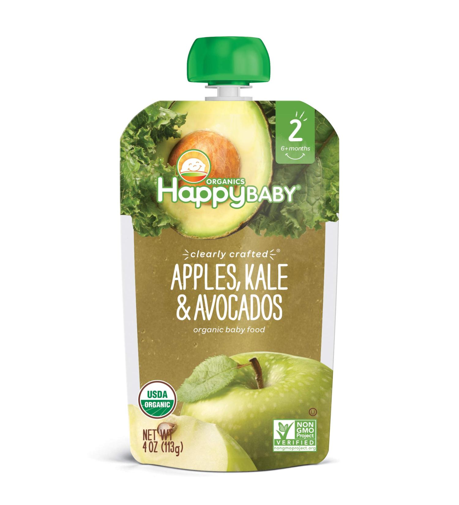Happy Family Organics Stage 2 Organic Baby Food - Apples, Kale & Avocados (6+ Months) 4 oz - Buy Online on GoSupps.com