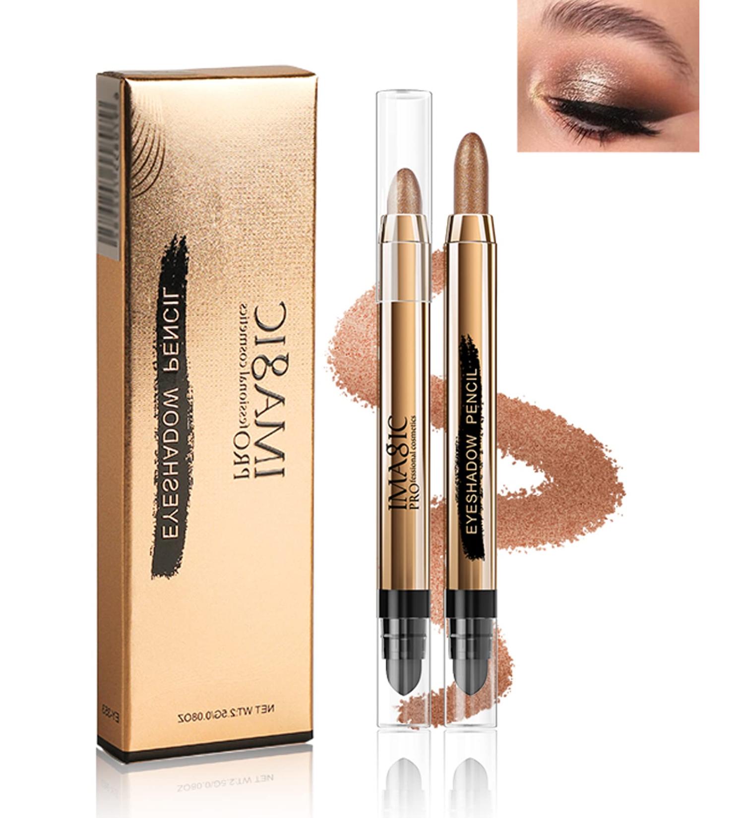 Cream Eyeshadow Stick -1Pcs No Crease Glitter Shimmer Copper Brown Cream Eye shadow Stick with Brush Rotatable Eye Brightener Pencil Crayon Long Lasting Waterproof for Smoky Metallic Eye Makeup-7# 07# Copper - Buy Online on GoSupps.com