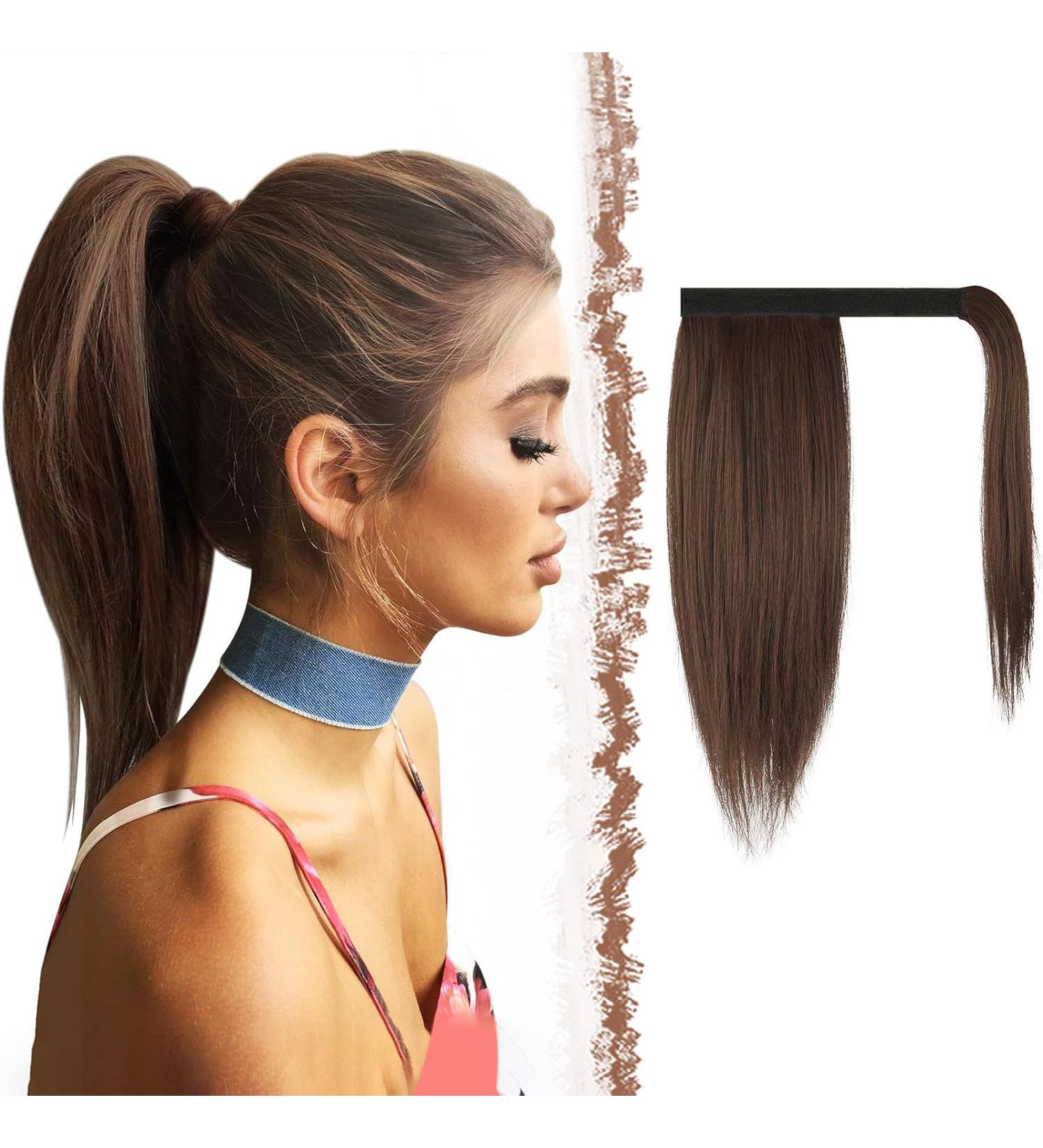 Buy 30 cm Fine Ponytail Extensions - Smooth Long Clip-In Hair Extensions in Brown & Light Brown Mix - Perfect for Women - Buy Online on GoSupps.com