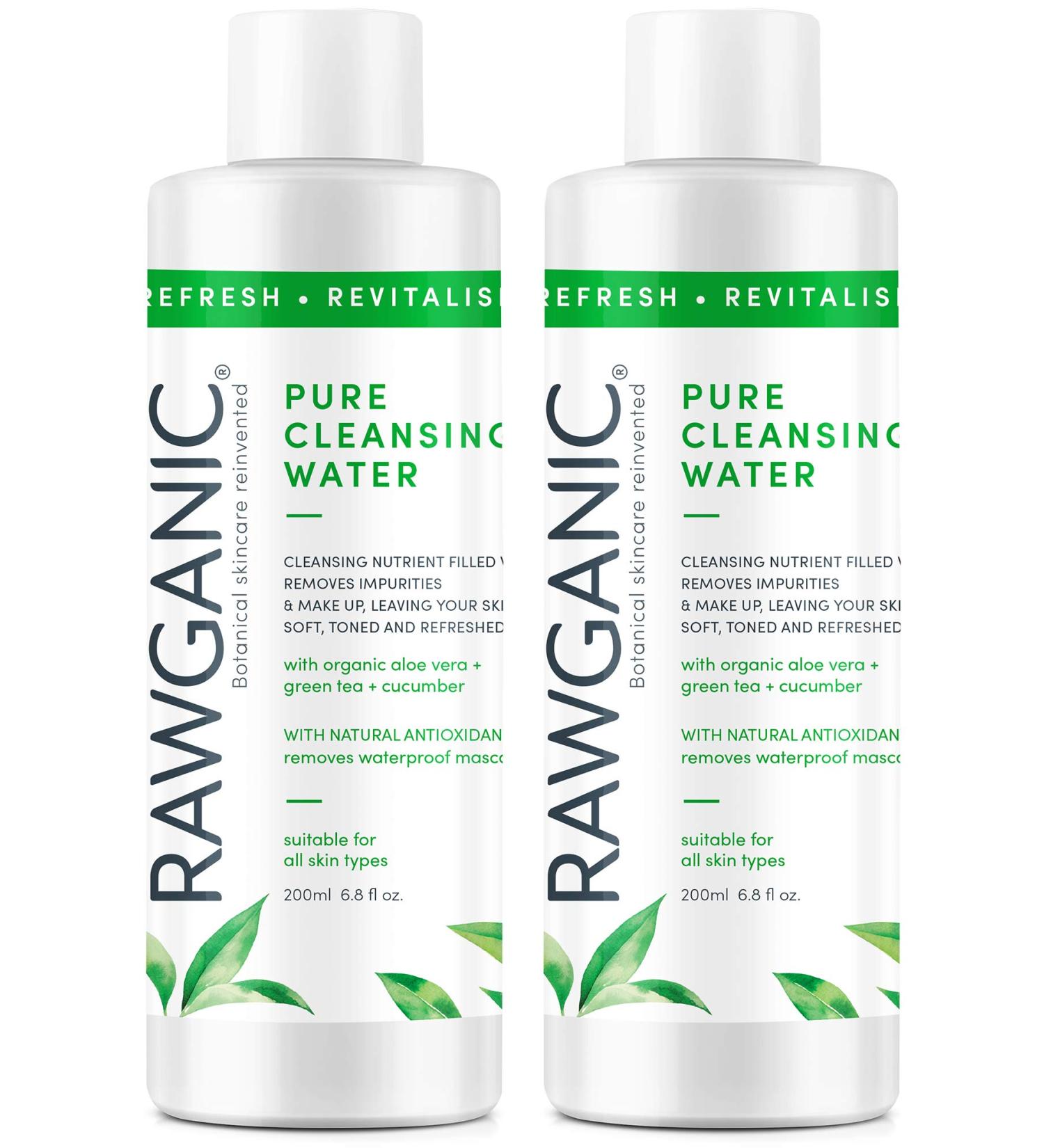 Rawganic Bio Refreshing Micelle Water | Micellar Cleansing Water with Aloe Extract | Gentle Makeup Remover (2 x 200ml) - Buy Online on GoSupps.com