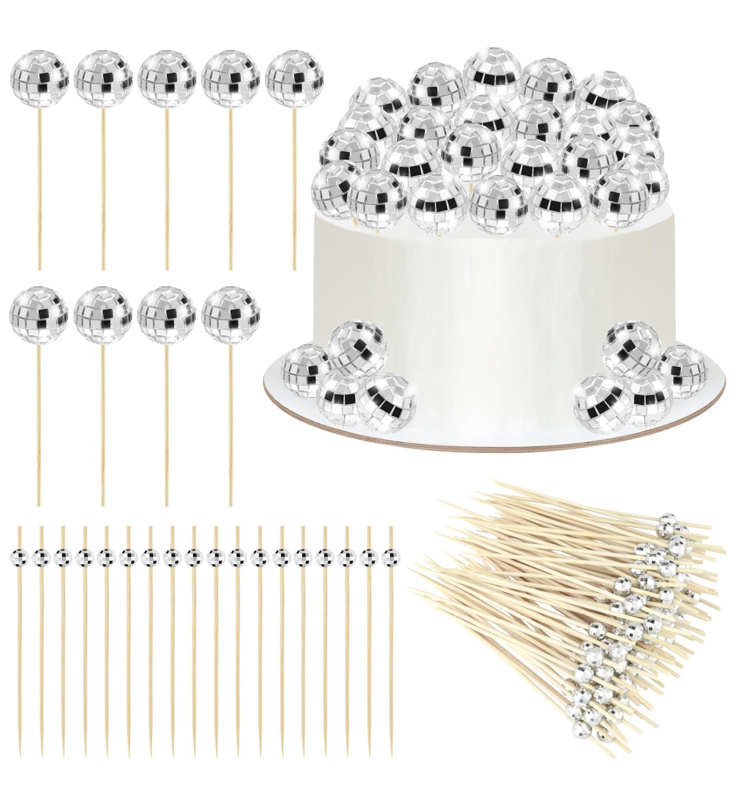 500 PCS DIY Disco Ball Party Decorations Set 400 Disco Ball Toothpicks for Appetizers 100 Disco Ball Cake Topper Silver Mini Disco Ball Decorative for 70s 80s Theme Birthday Party Decorations - Buy Online on GoSupps.com