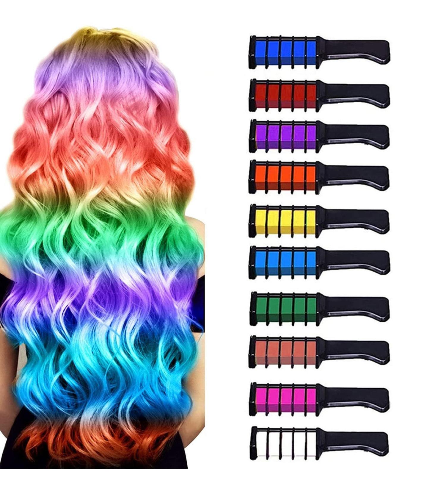 Lerkely Hair Chalk Comb Set - 10 Colors Temporary Hair Color for Girls | Washable Chalk Pens | Halloween Gift Idea - Buy Online on GoSupps.com