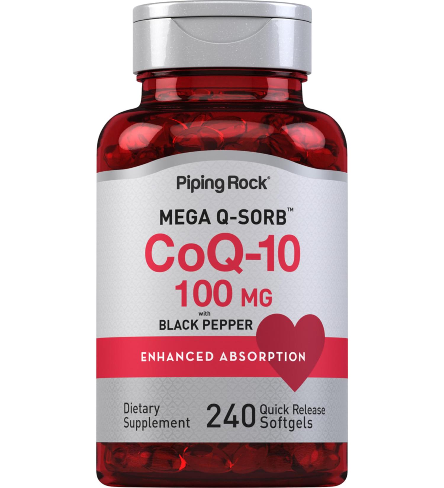 Piping Rock CoQ10 100mg | 240 Softgels | Enhanced Absorption Supplement for Women and Men | Non-GMO Gluten Free - Buy Online on GoSupps.com