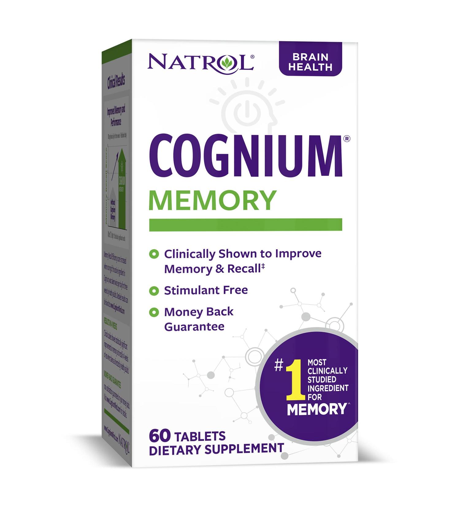 Natrol Cognium Tablets - Memory Support Supplement, 100mg, 60 Count - Safe & Stimulant Free for Brain Health - Buy Online on GoSupps.com