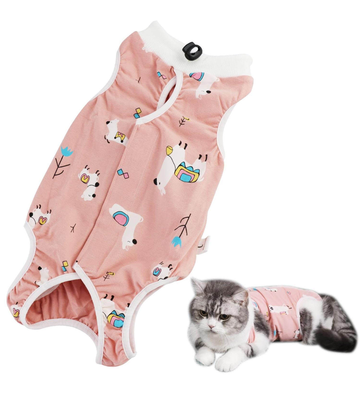 Professional Cat Recovery Suit - After Surgery Anti-Trim Wear for Belly Wounds & Skin Diseases | L Size Pink - Buy Online on GoSupps.com