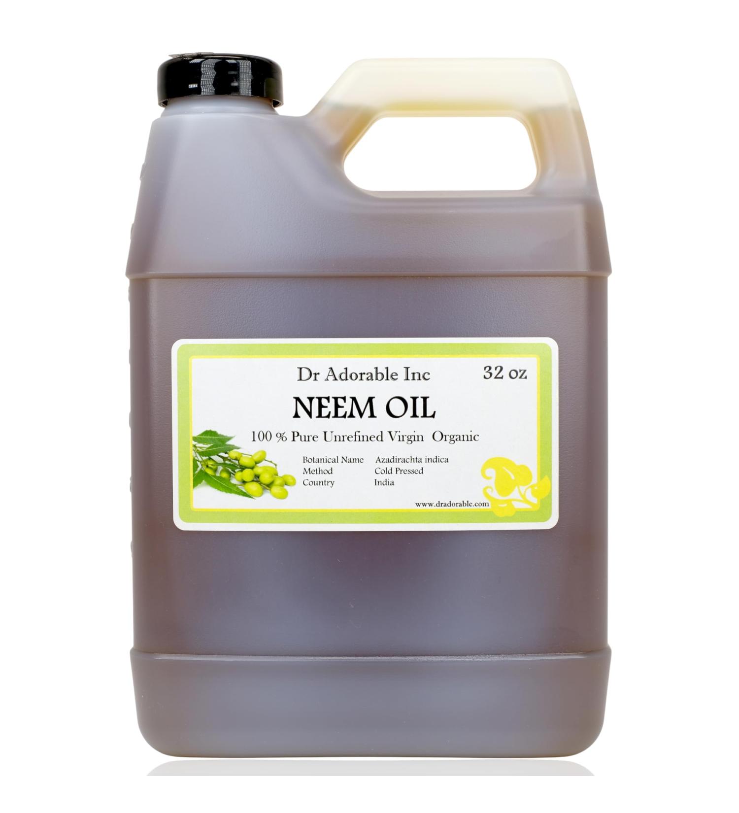 Dr Adorable - 32 oz - Neem Oil - Unrefined 100% Pure Natural Organic Cold Pressed - Buy Online on GoSupps.com
