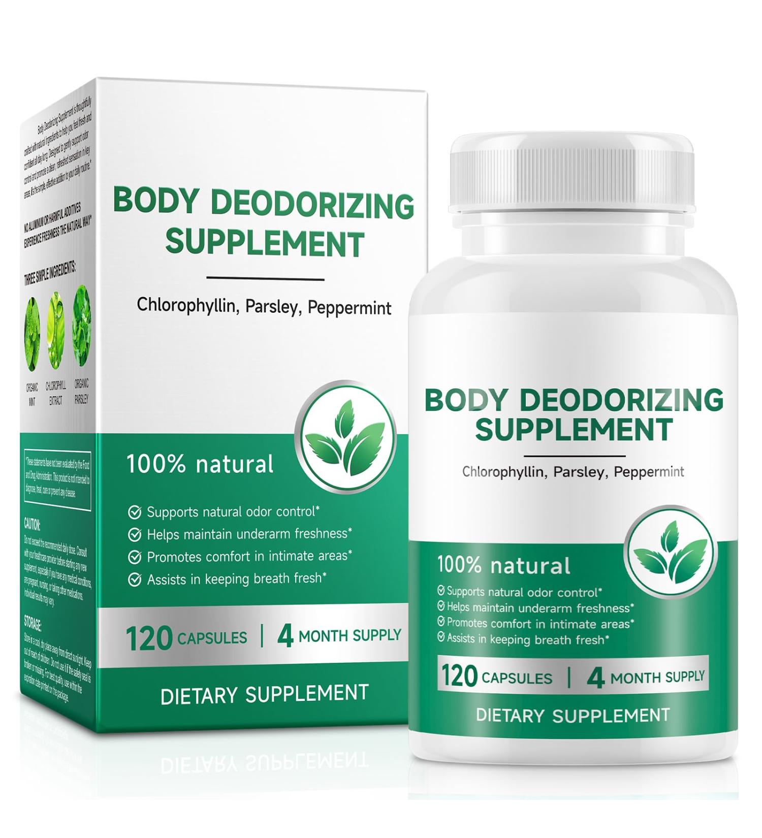 ZODENIS Body Deodorizing Supplement Chlorophyll Capsules for Body Odor Fresh Breath Chlorophyll Capsules Supports Immunity and Digestion for Men & Women Vegan(120 Caps) - Buy Online on GoSupps.com