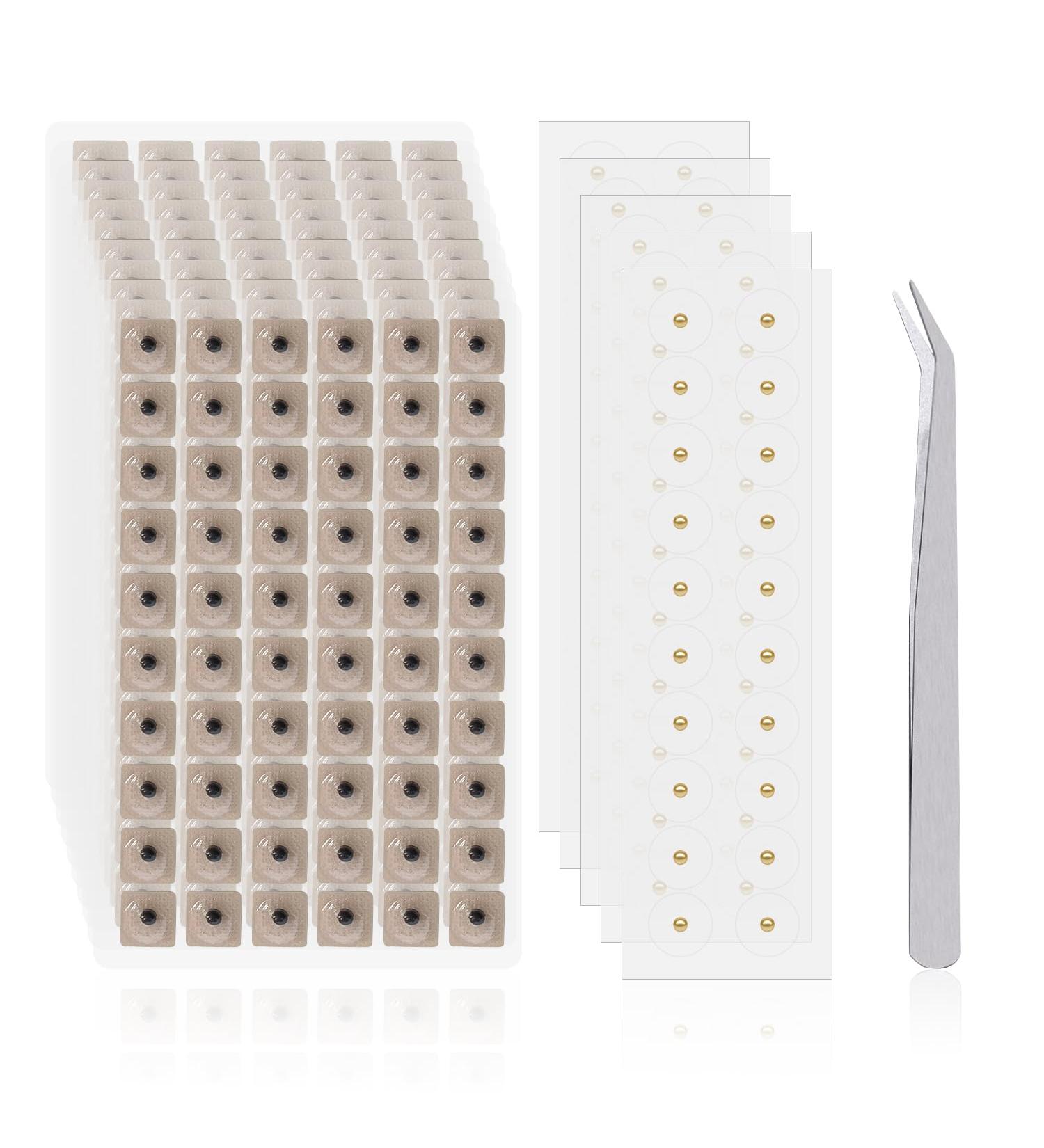 100 Transparent Ear Acupuncture Point Plaster - 600 Ear Beans & Tweezers | Ear Seed Acupuncture for Ear Point Massage - Boost Wellness & Relief - Buy Online on GoSupps.com