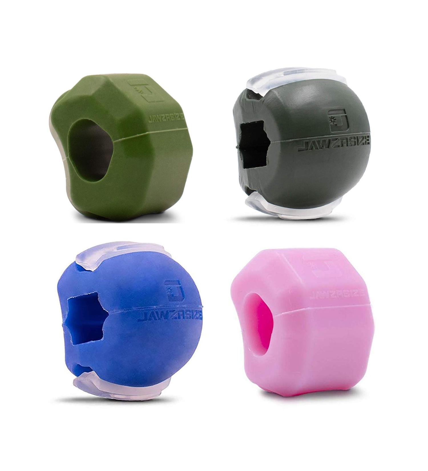 Jawzrsize Athletic Bundle Jaw Enhancer - Reduce Stress & Cravings - Facial Exercise - Pop N Go & Custom Fit - Pink, Blue, Green - Buy Online on GoSupps.com