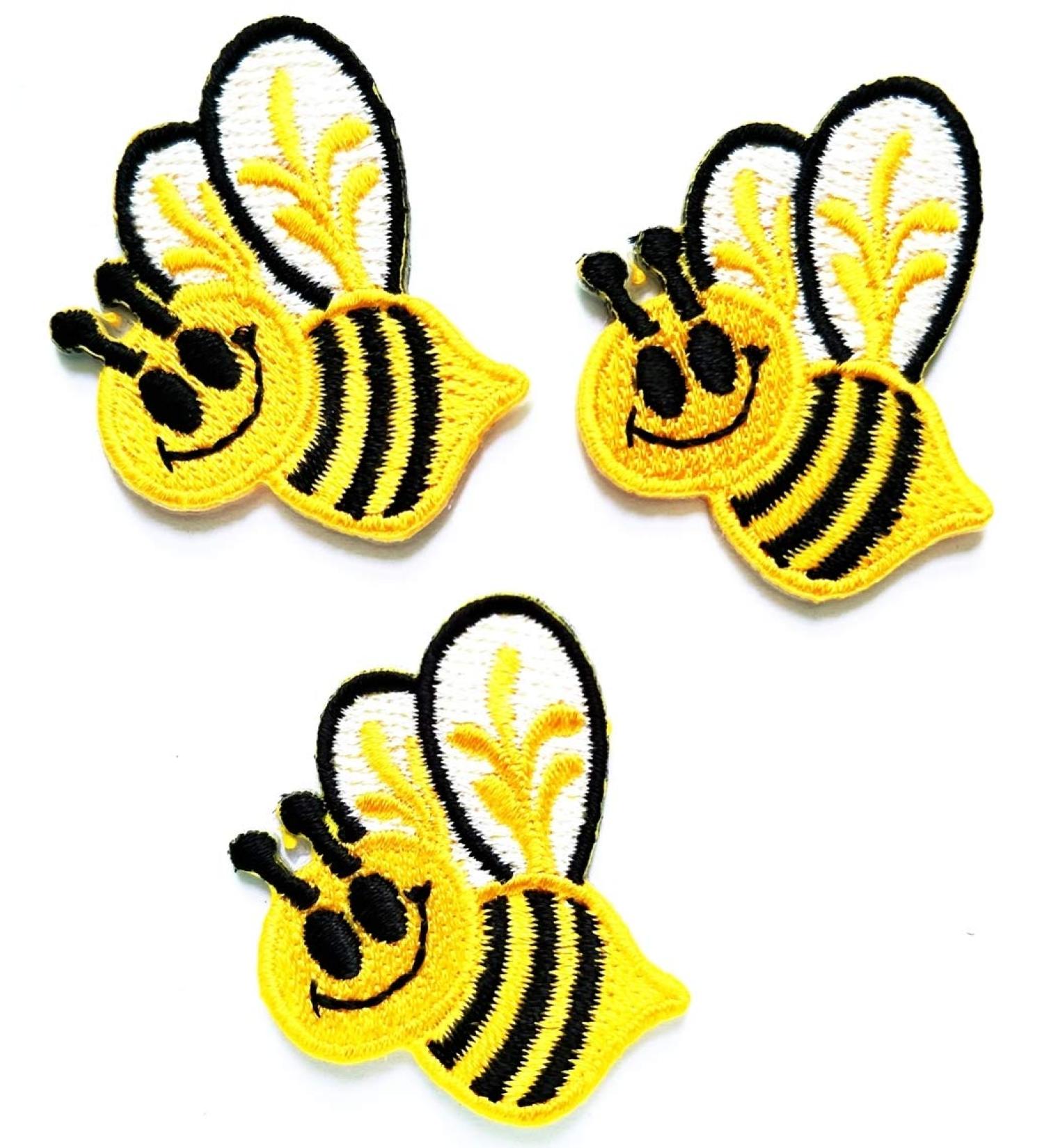 Nipitshop Patches Set Little Herd Bees Patch Honey Bee Insect Fly Garden Flower Ca Embroidered Appliques Patch Sew Iron on Badge Patch for Cloth Decoration Happy Birthday Gift (Bee2)