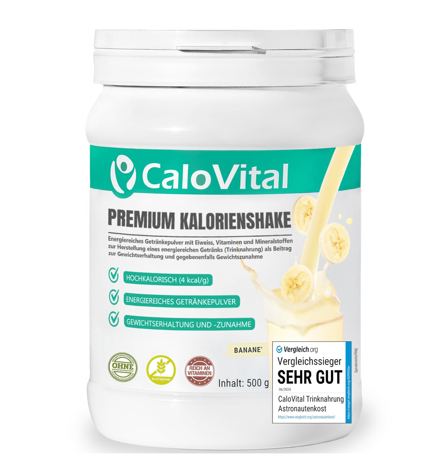 CaloVital Drinking food high calorie for weight gain carbohydrates and proteins as calorie shake high dose with many vitamins premium quality from Germany banana 500 g - Buy Online on GoSupps.com