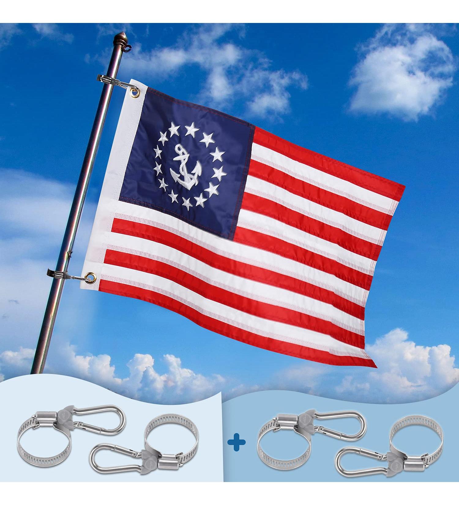 Affordura US Yacht Ensign Boat Flag 12x18 inch with 4 Clips and Brass Grommets - Buy Online on GoSupps.com