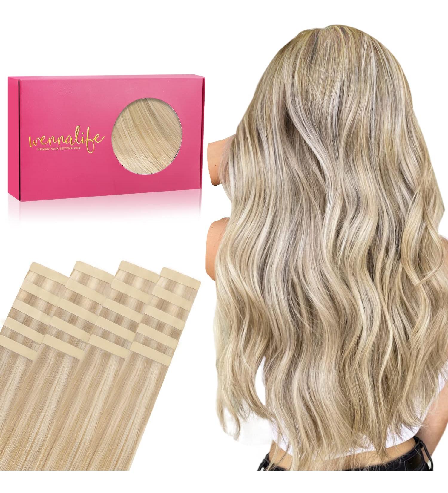 20pcs Real Hair Tape Extensions - 30cm Dirty Blonde Highlights | If-alife Silky Straight Remy Invisible Skin Weft - Buy Online on GoSupps.com