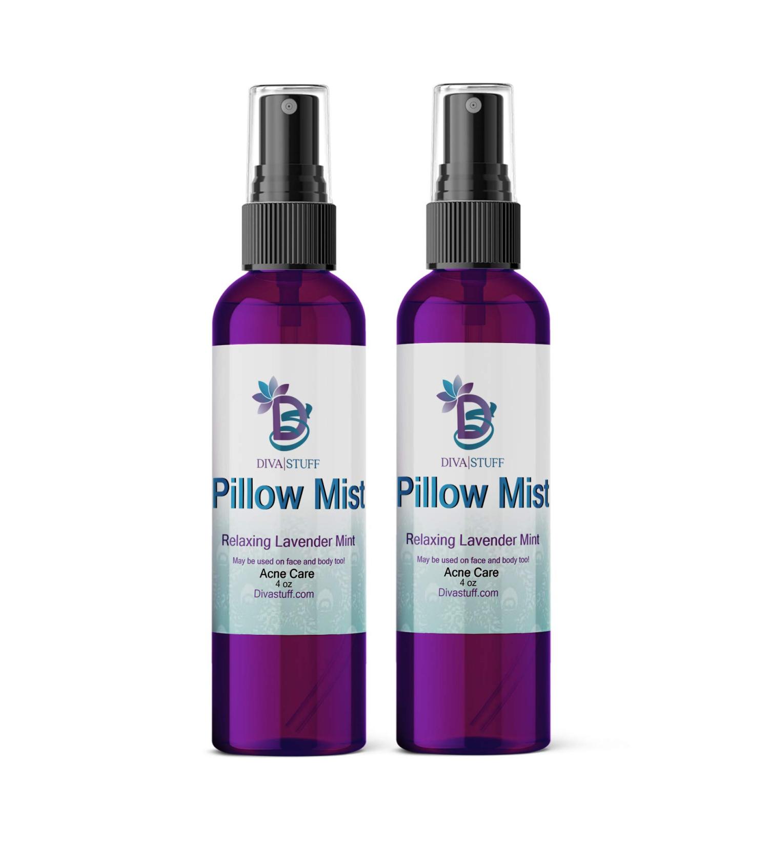 Diva Stuff Lavender Pillow Mist - Acne-Fighting Aromatherapy Spray for Clear Skin, Relaxation & Sleep - 4 oz Dual Pack - Made in USA - Buy Online on GoSupps.com