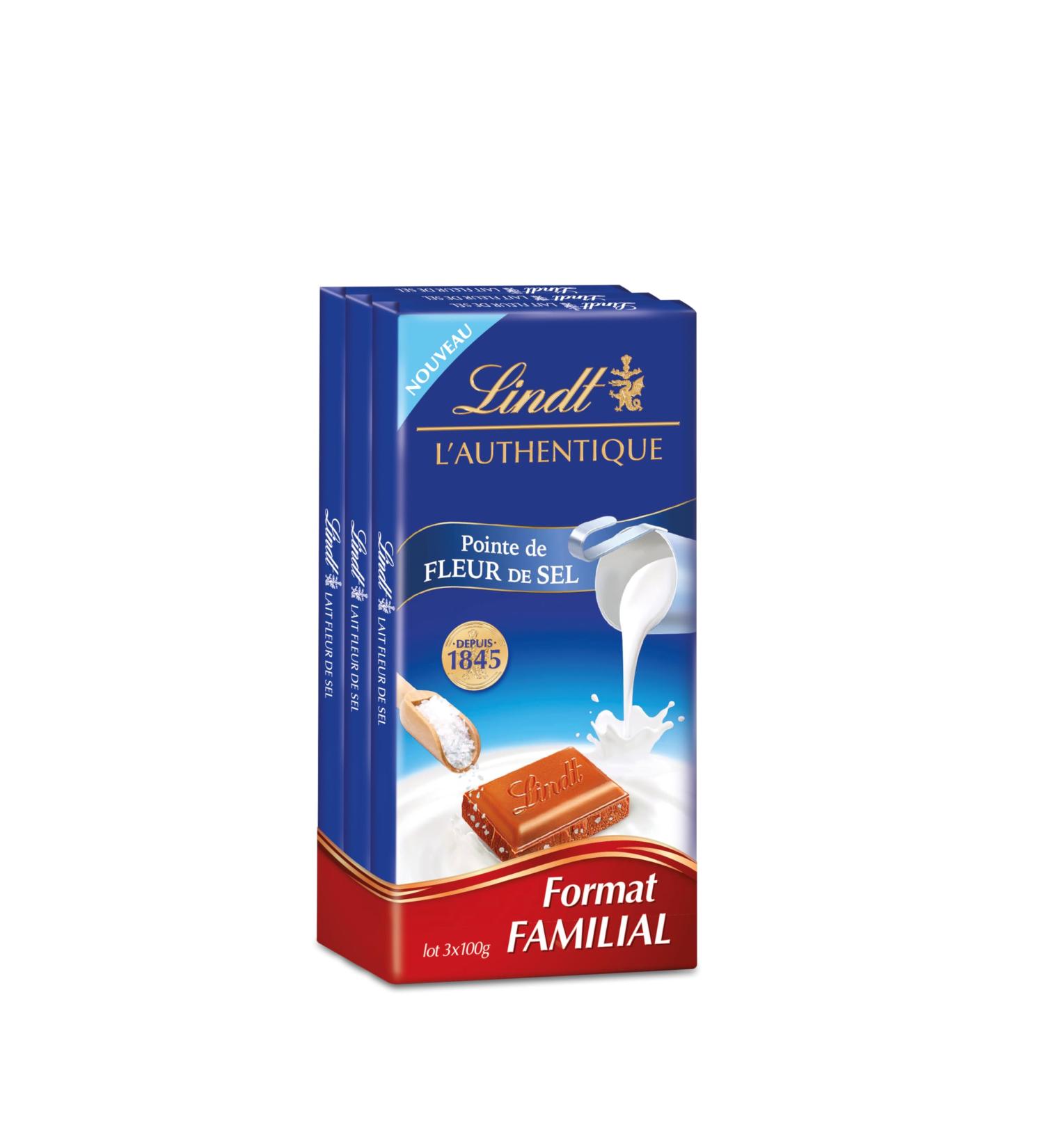 Lindt - Set of 3 L'AUTHENTIC Tablets - Milk Chocolate with Salt Flower Tip 3 x 100g - Buy Online on GoSupps.com