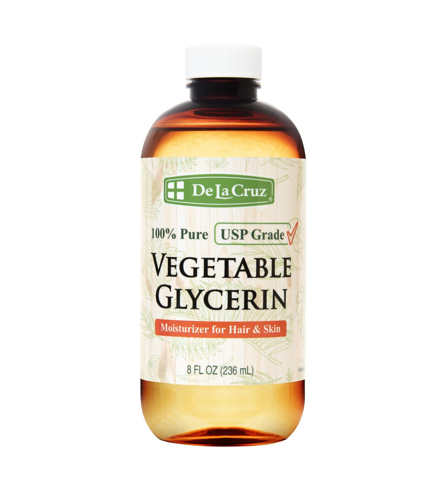 De La Cruz 100% Pure Vegetable Glycerin - 8 fl oz | USP Grade for Hair, Skin & DIY Projects - Buy Online on GoSupps.com