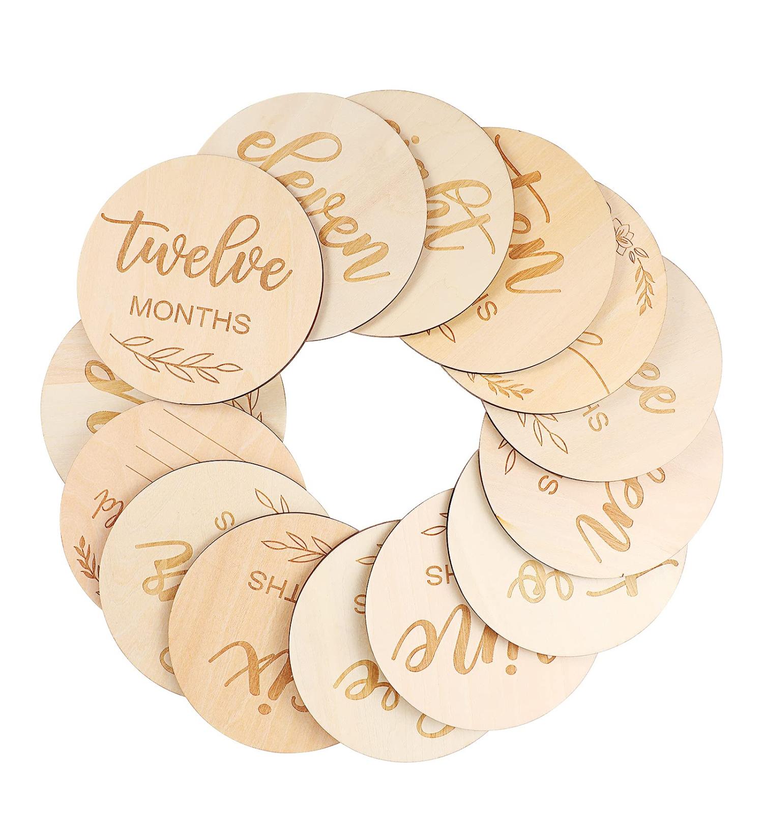 Toyvian 14-Piece Wooden Baby Milestone Cards - Perfect Photo Props & Baby Shower Gifts - Buy Online on GoSupps.com