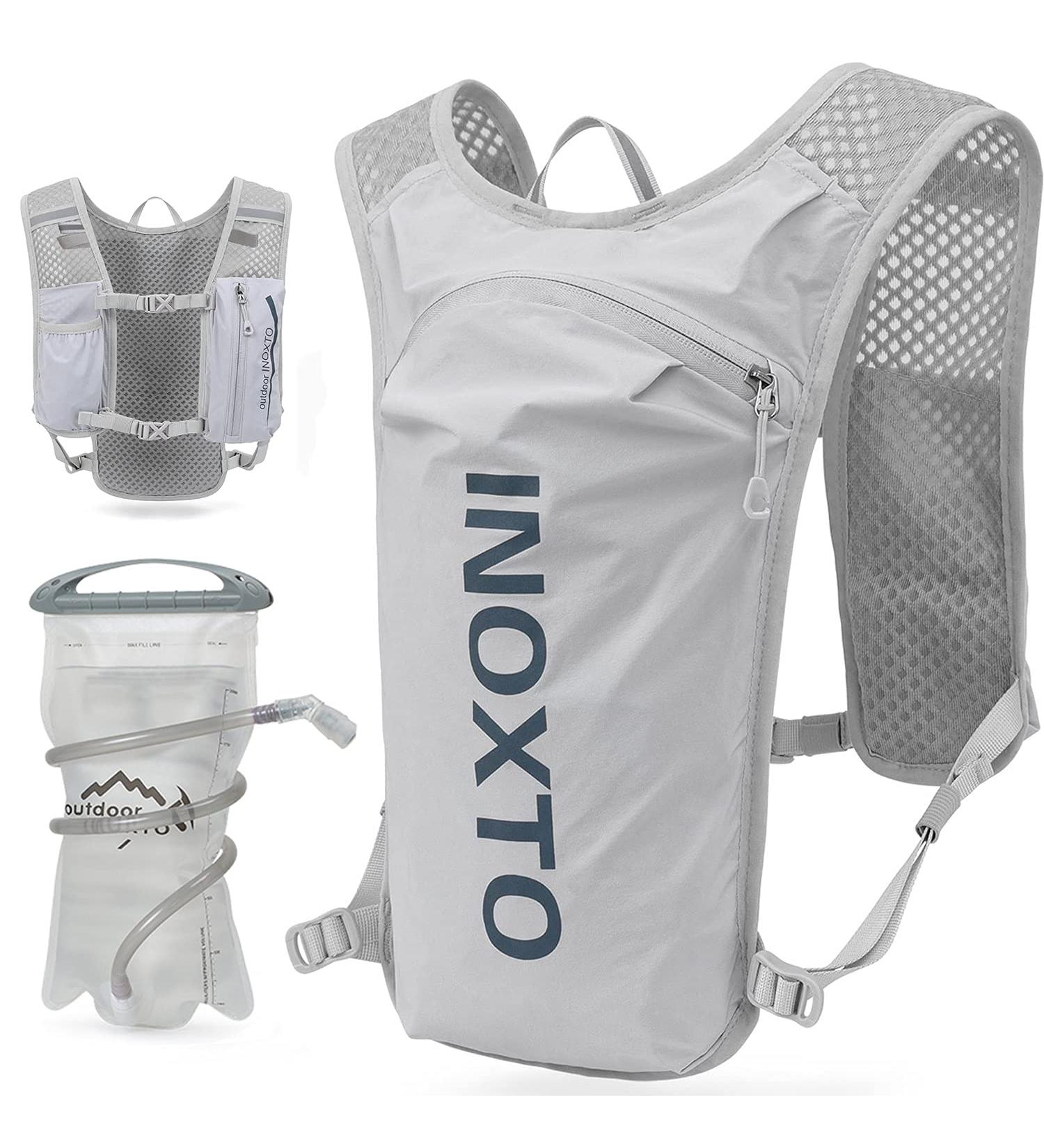 Inoxto Drinking Vest Backpack - Light Water Running Vest with 1.5L Bladder for Hiking Trail Running Cycling & Marathons - Unisex Black Green - Buy Online on GoSupps.com