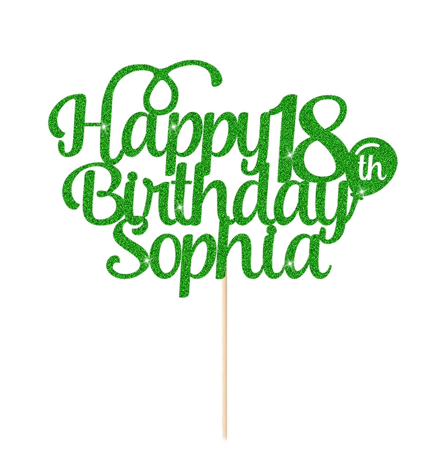 Cake Topper Personalised Cake Topper Happy Birthday Cake Toppers Cake Decorations Double Sided Glitter Cake Topper for 1st 10th 16th 18th 20th 21st 30th 40th 50th 60th 70th 80th(Green) - Buy Online on GoSupps.com