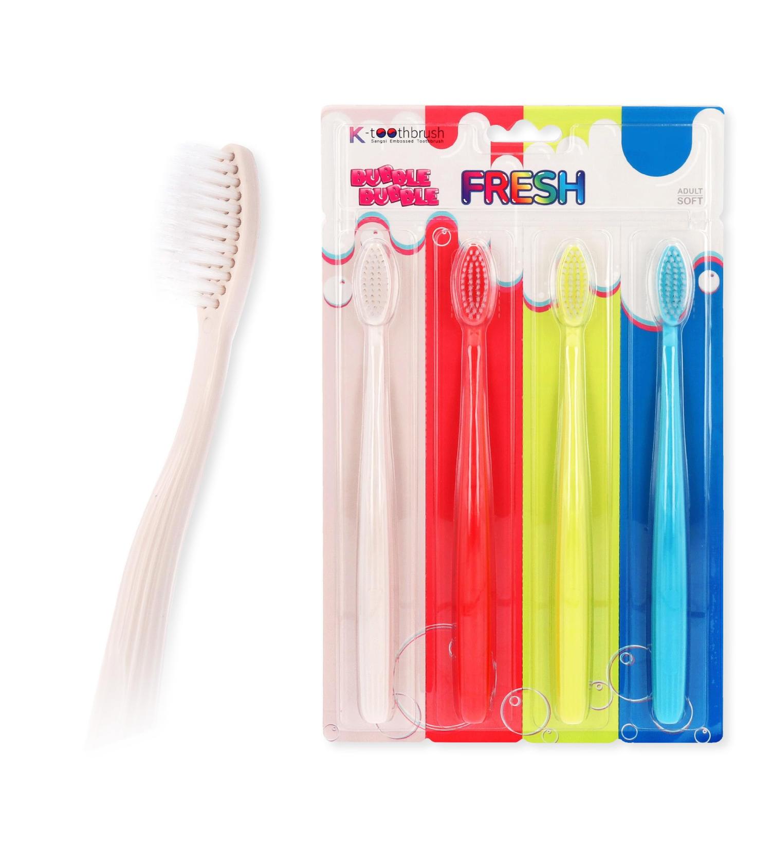 SANGSI Embossed Bristle Toothbrushes for Sensitive Teeth - Soft Pack of 4 | Perfect Travel Essentials for Adults - Buy Online on GoSupps.com